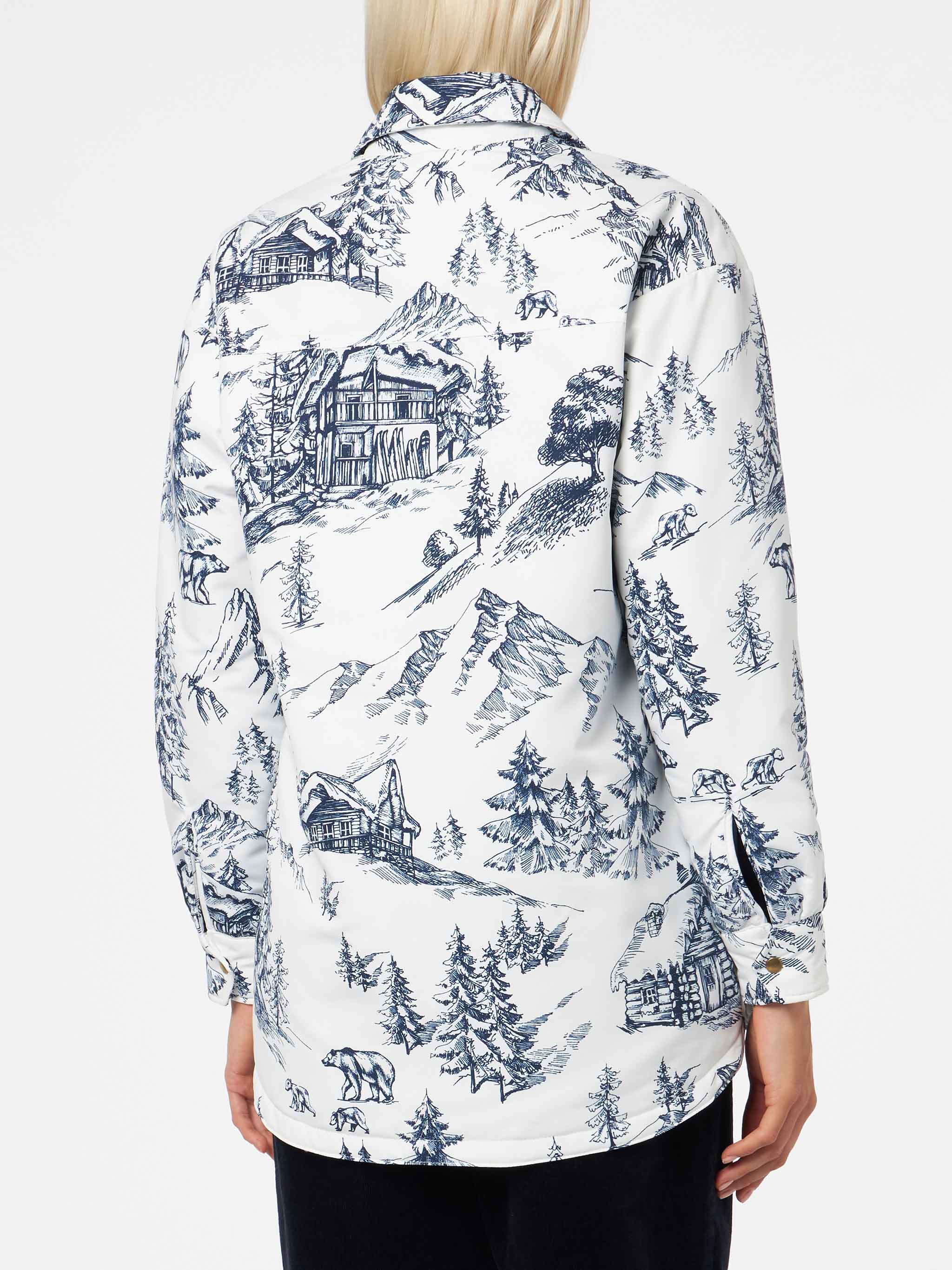 Kimmy Lightweight Quilted Jacket With Blue Toile De Jouy Print White