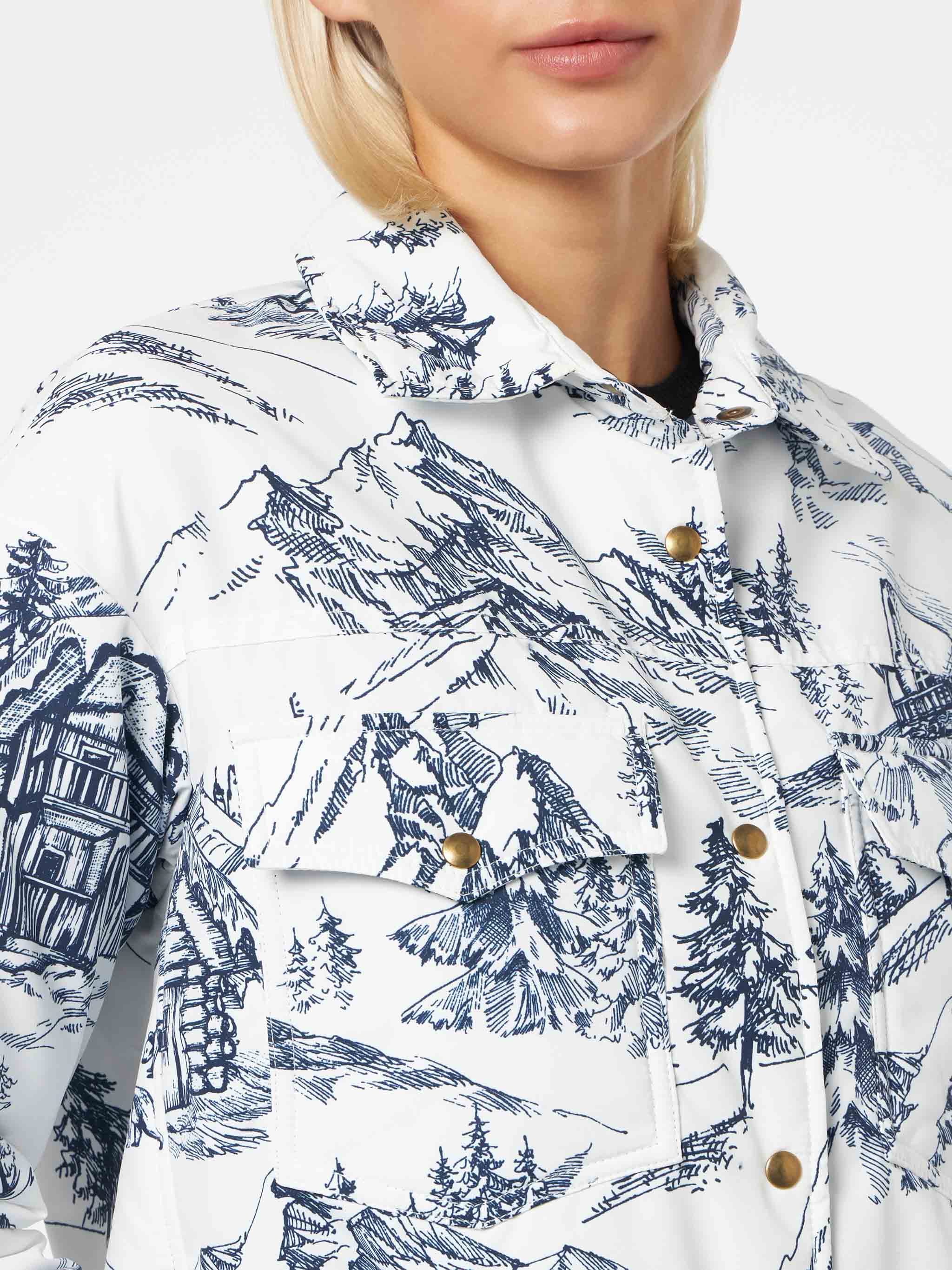 Kimmy Lightweight Quilted Jacket With Blue Toile De Jouy Print White