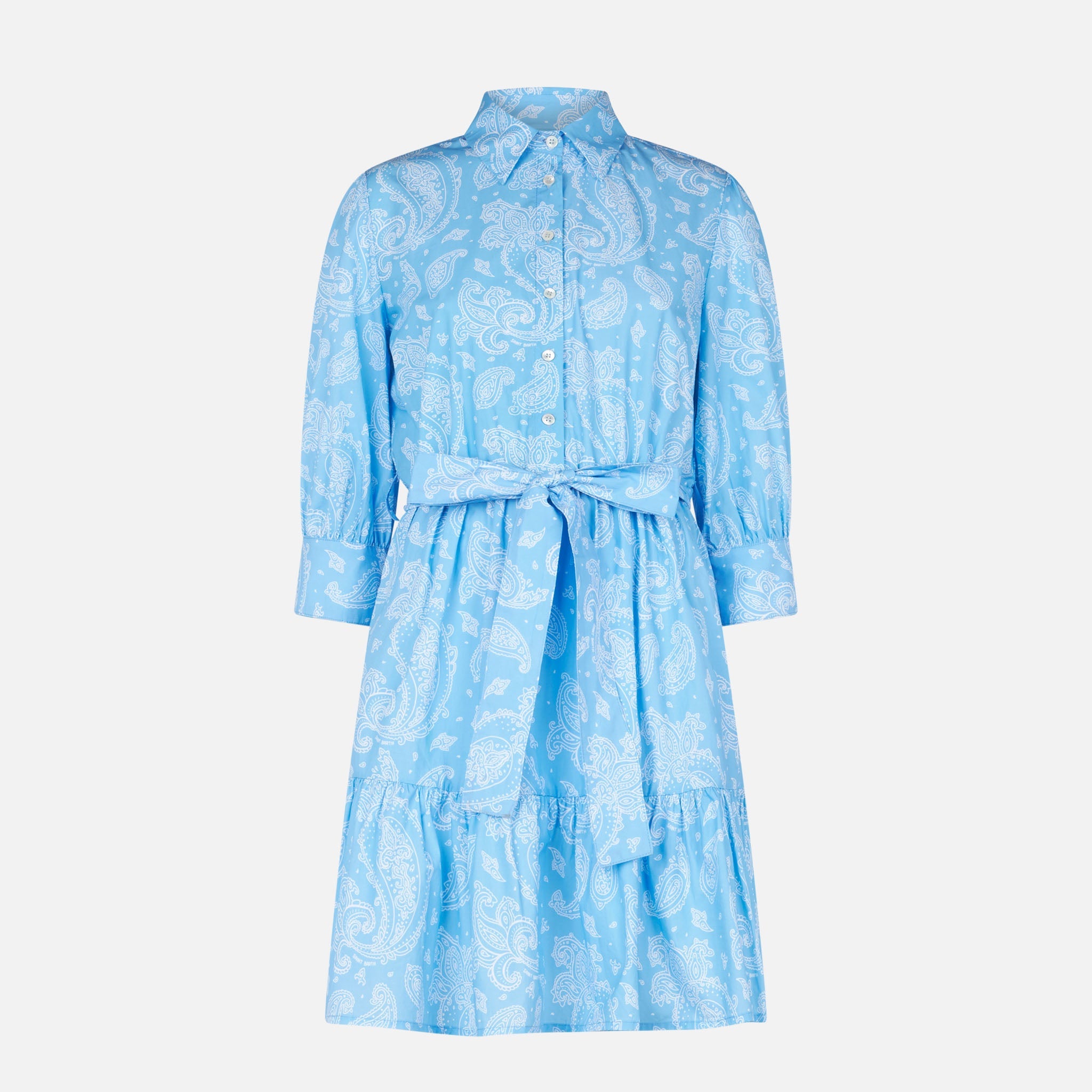 Paisley Print Cotton Short Dress Daisi Blue