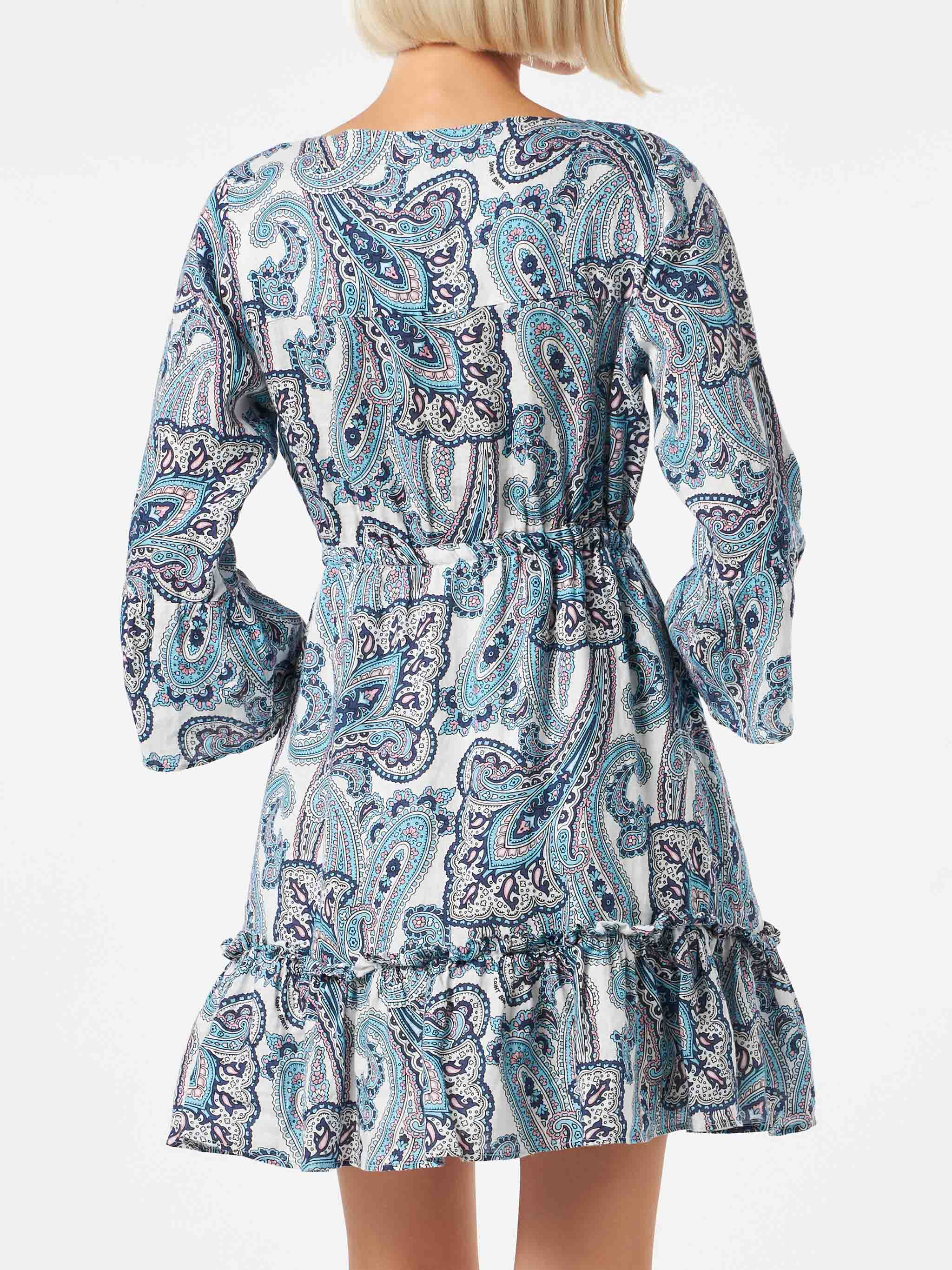 Hemil Linen Short Dress With Paisley Print __single__