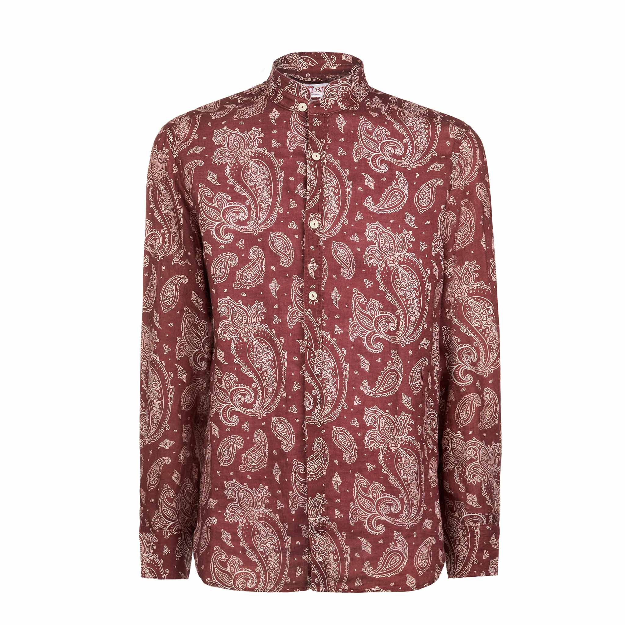 Man Shirt With Paisley Print Brown