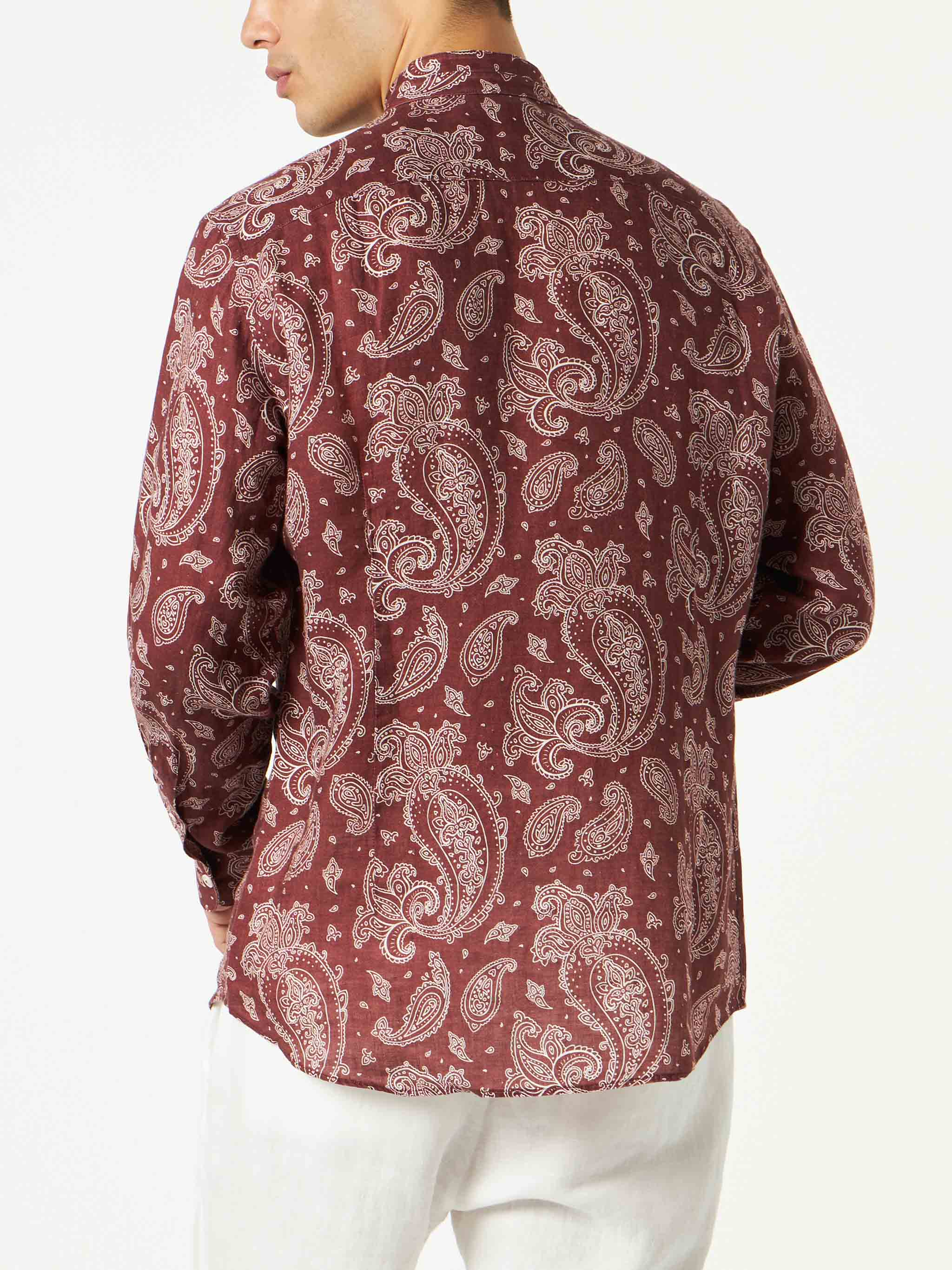 Man Shirt With Paisley Print Brown