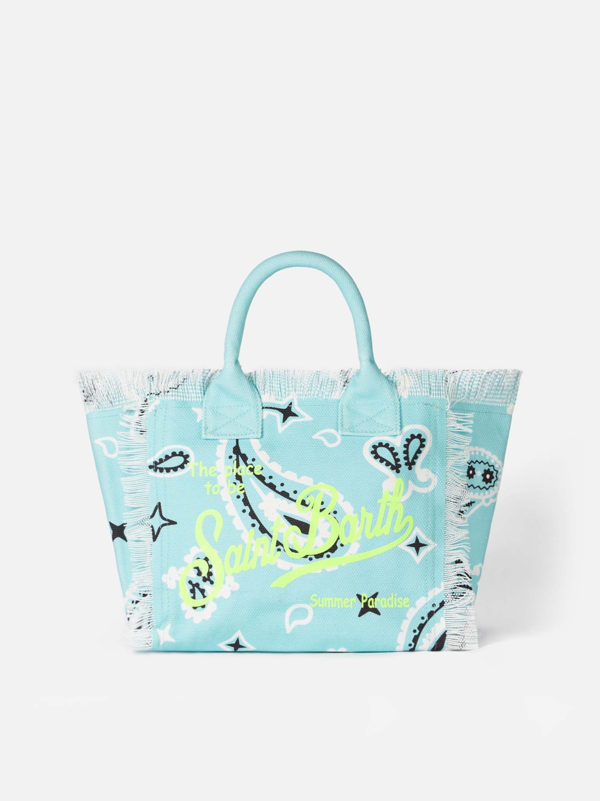 Colette Water Green Cotton Canvas Handbag With Bandanna Print Bag