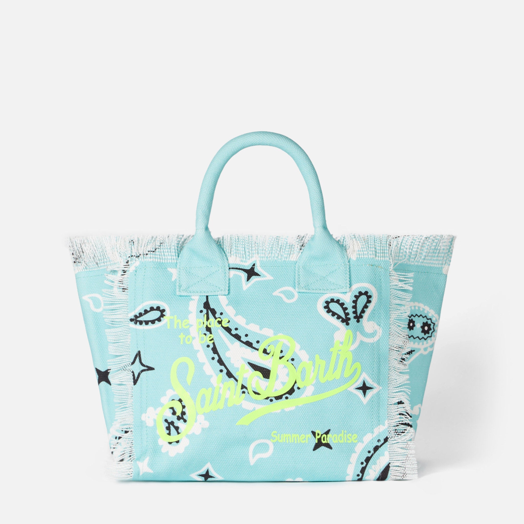 Colette Water Green Cotton Canvas Handbag With Bandanna Print Bag