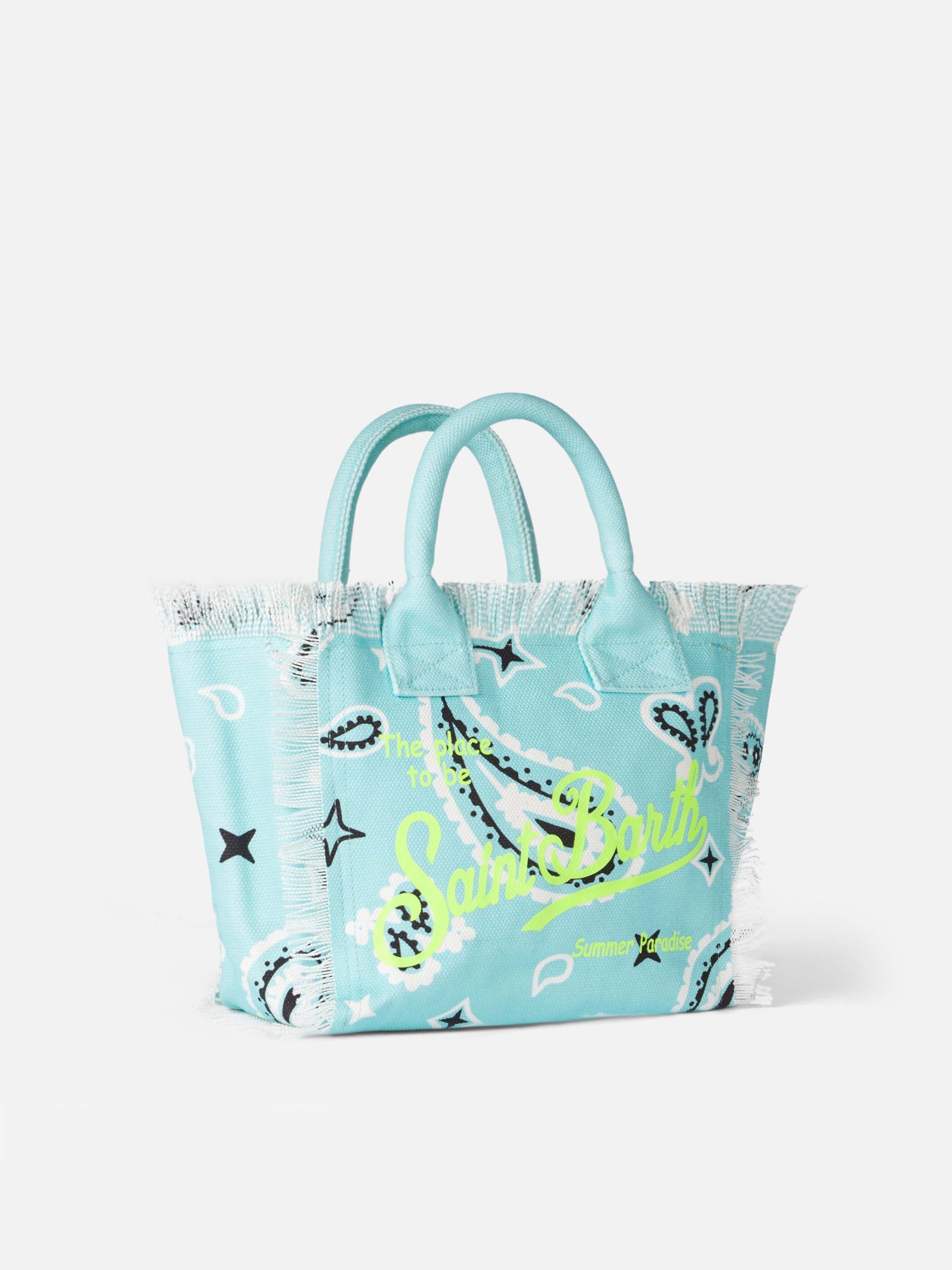 Colette Water Green Cotton Canvas Handbag With Bandanna Print Bag