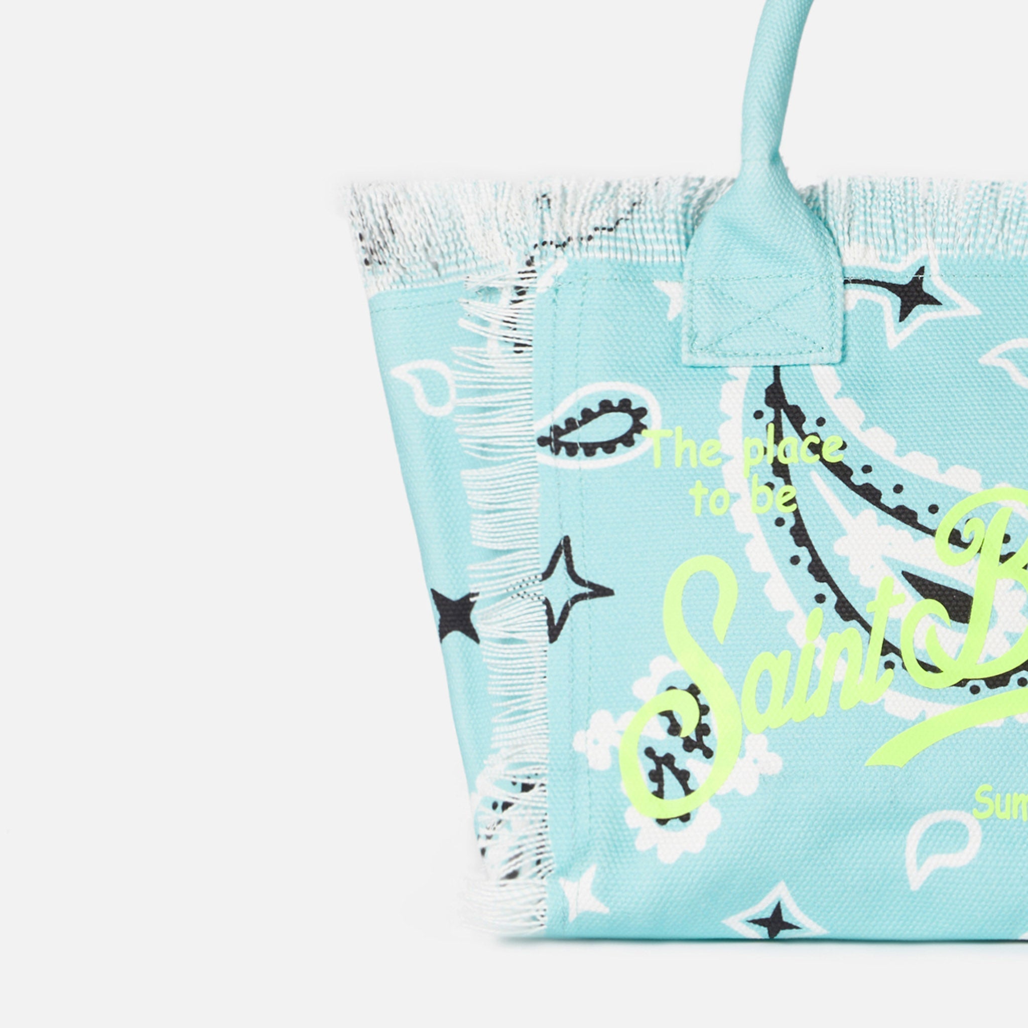 Colette Water Green Cotton Canvas Handbag With Bandanna Print Bag
