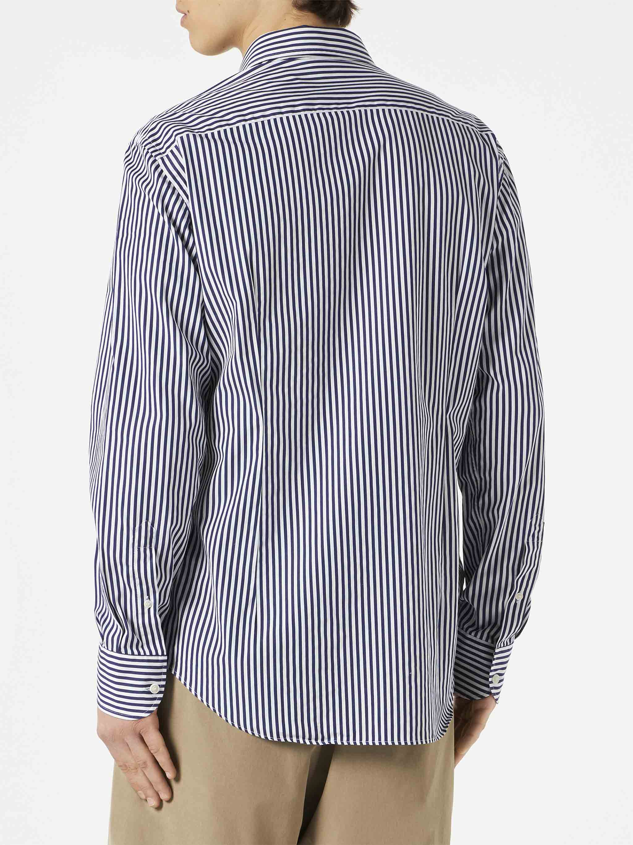 Man Striped Cotton Pamplona Shirt Blue