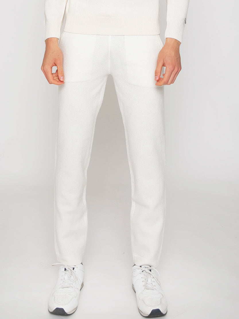 Track Knitted Sweatpants With Pockets White Pant