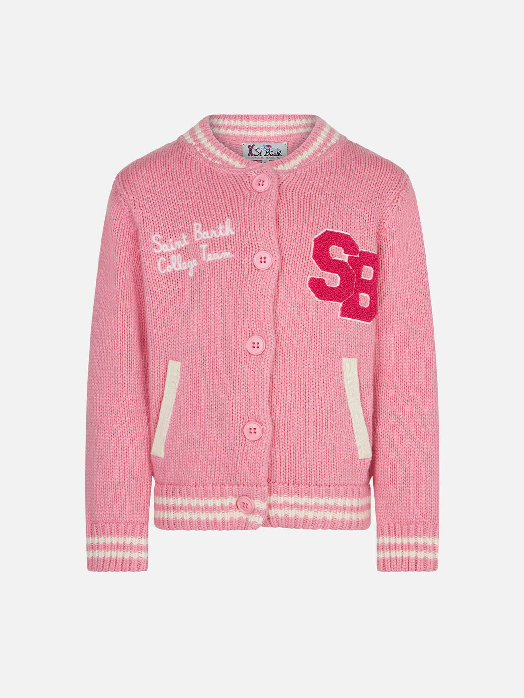 Girl Pink College Cardigan