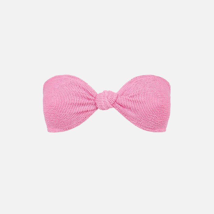 Annice Pink Crinkle Bandeau Bikini Top With Knot