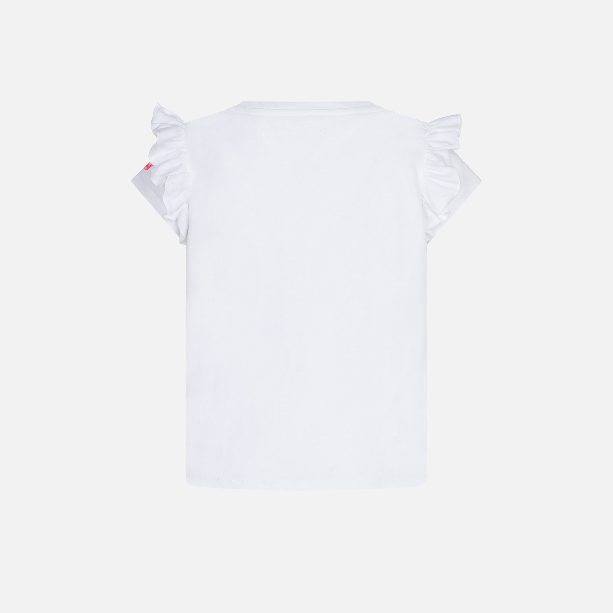 Girl Ruffled T-Shirt With Flounce And Portami Al Mare Embroidery White