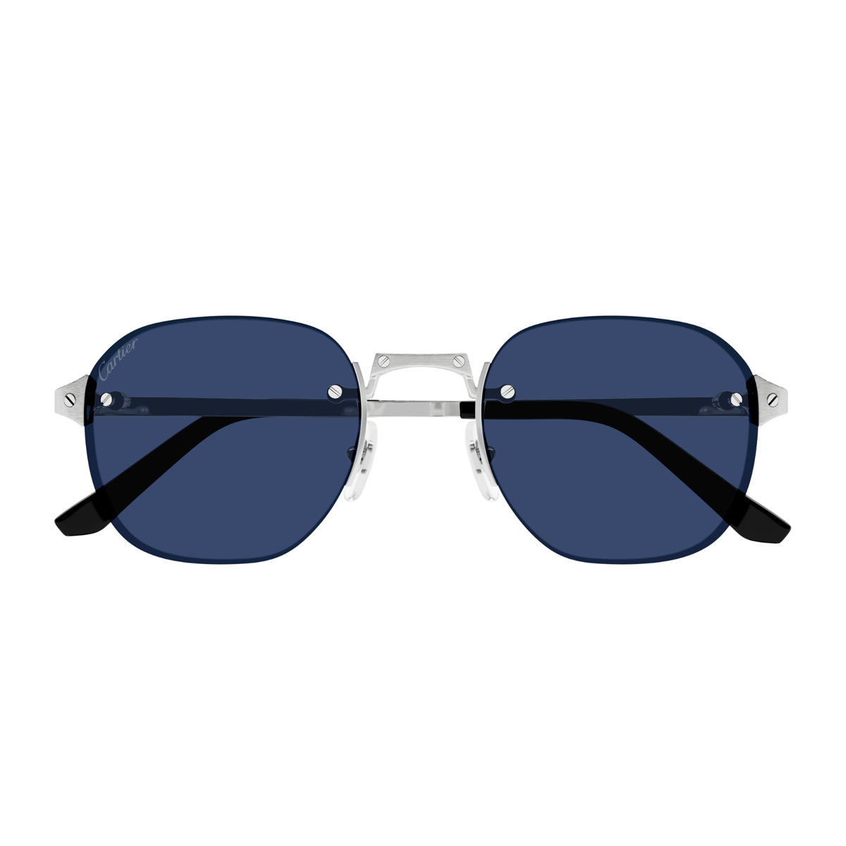 Cartier CT0459S Santos De 003 Silver Blue Argento Metal Occhiali Da Sole