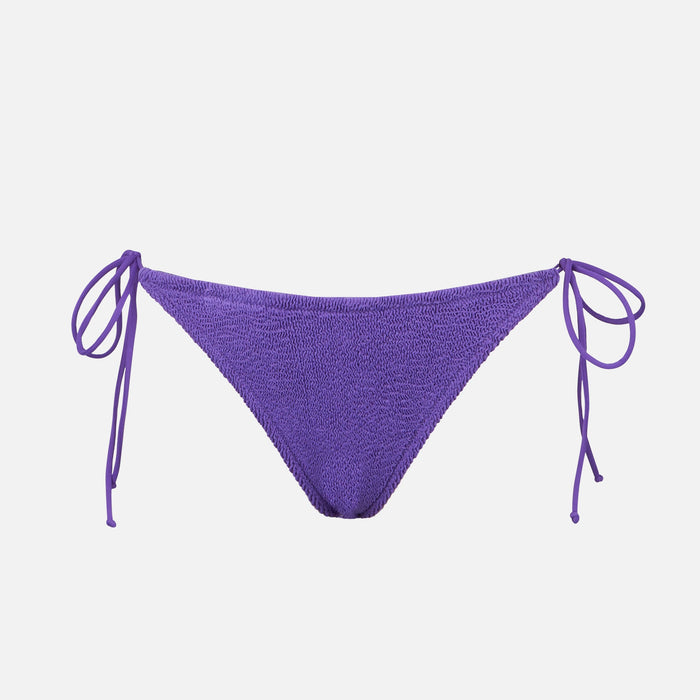 Marielle Purple Crinkle Solid Swim Briefs Pink Bottom