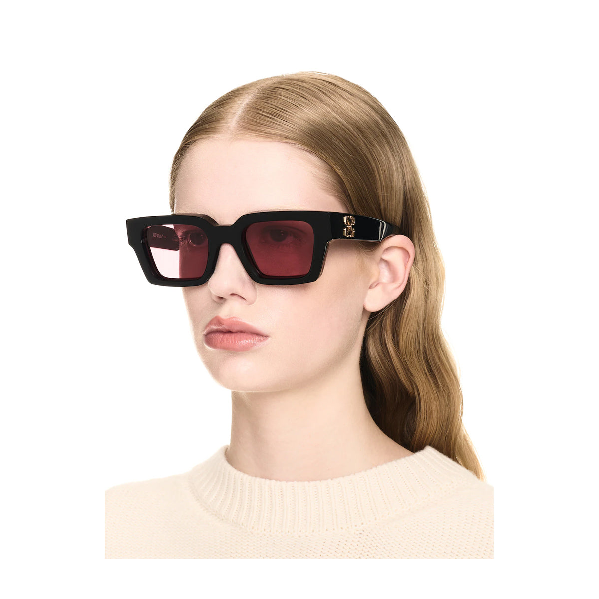 Off White OERI126 VIRGIL M 1025 Black Red Nero Acetate Occhiali Da Sole