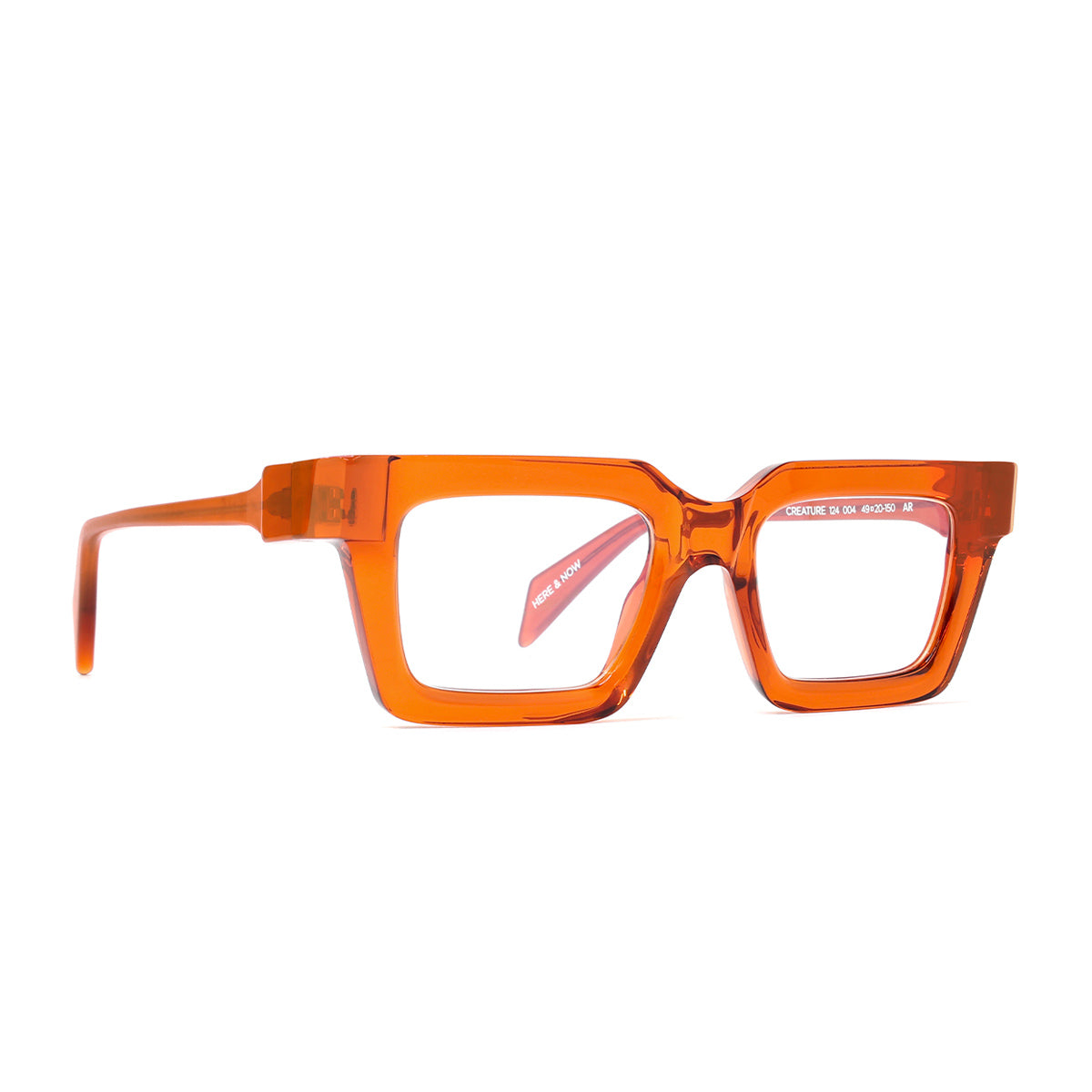 CREATURE 124 004 Mattone Trasparente Arancione Acetate Occhiali Da Vista