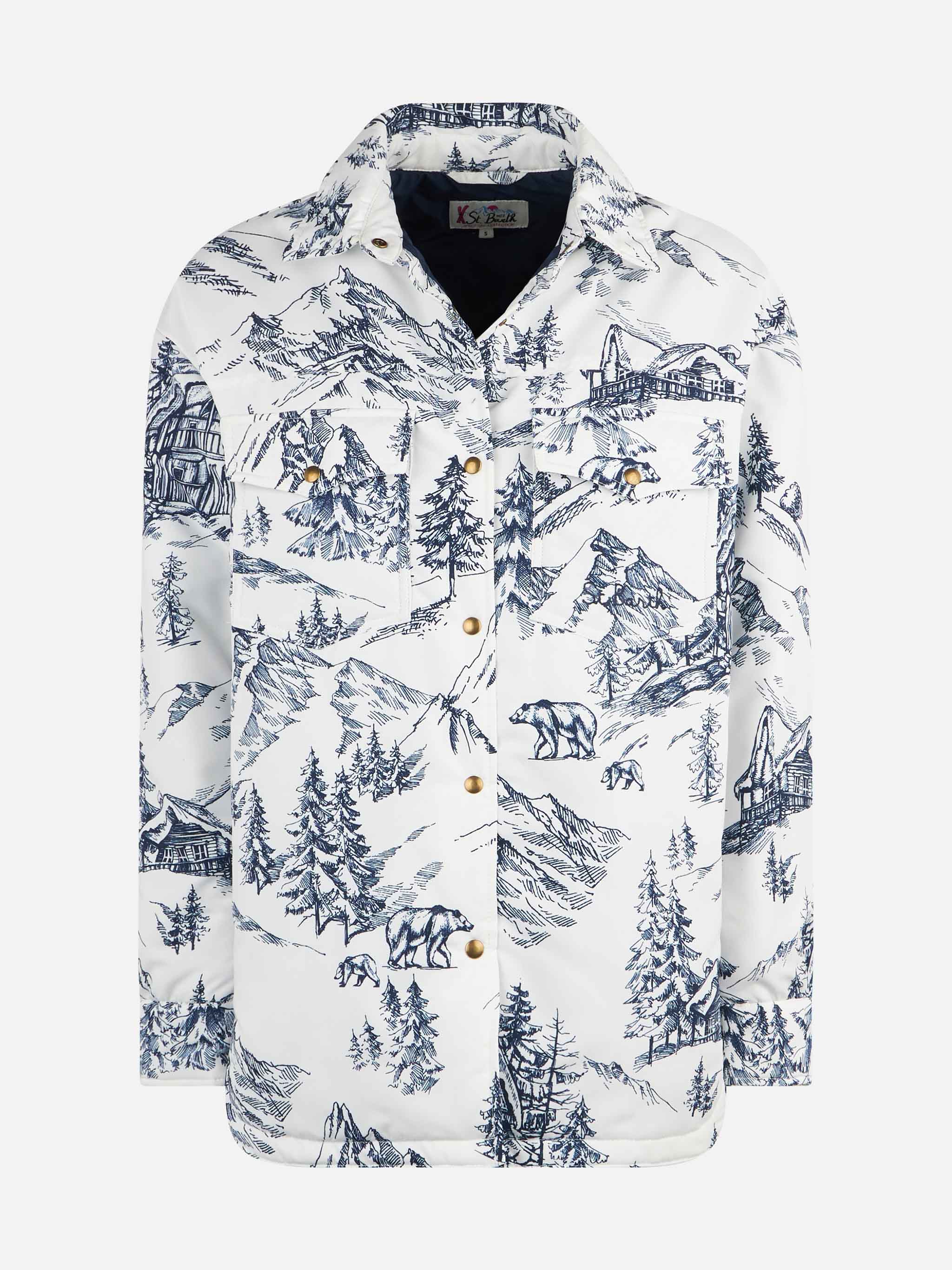 Kimmy Lightweight Quilted Jacket With Blue Toile De Jouy Print White