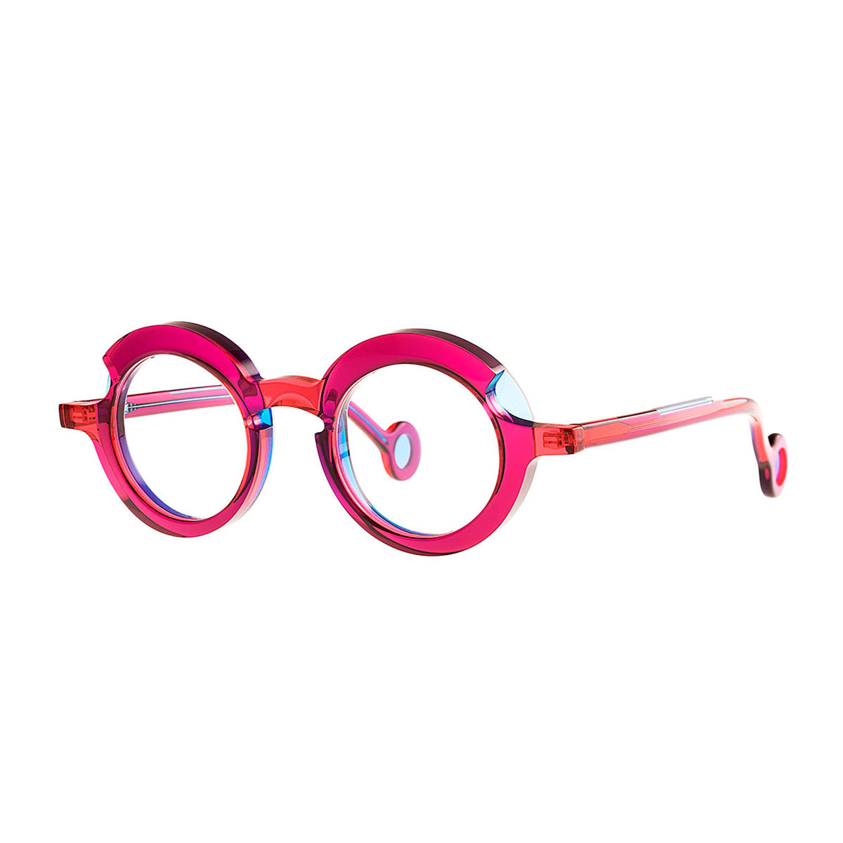 Theo Eyewear Sara 18 Red-Pink-Transparent Blu Rosso Acetate Occhiali Da Vista