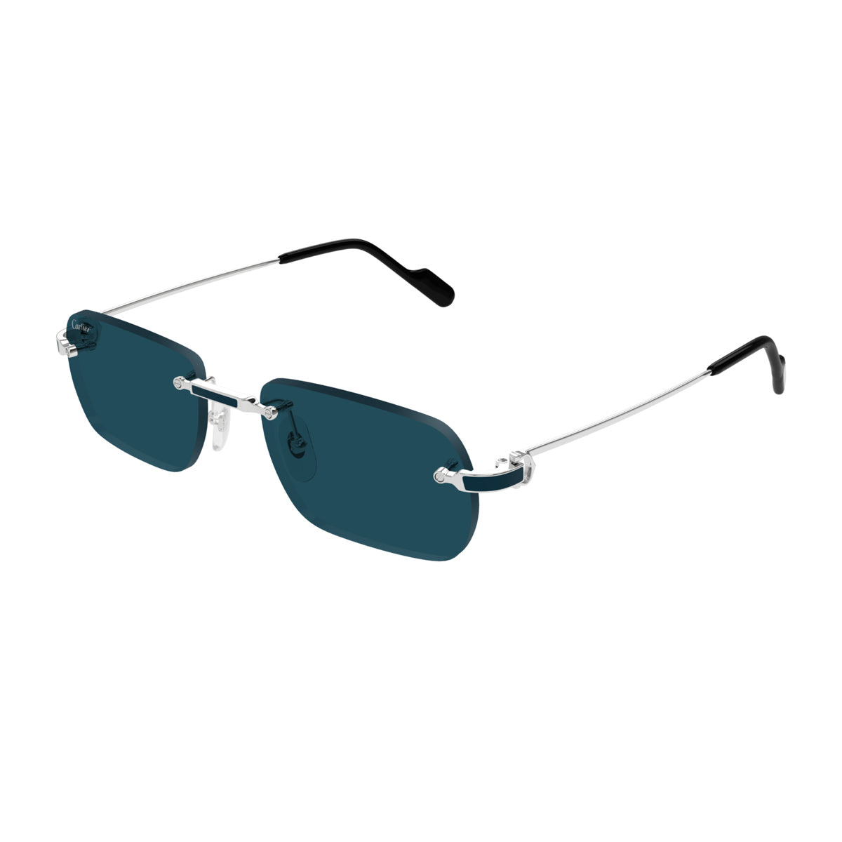 Cartier CT0498S C de 004 Silver Blue Argento Metal Occhiali Da Sole