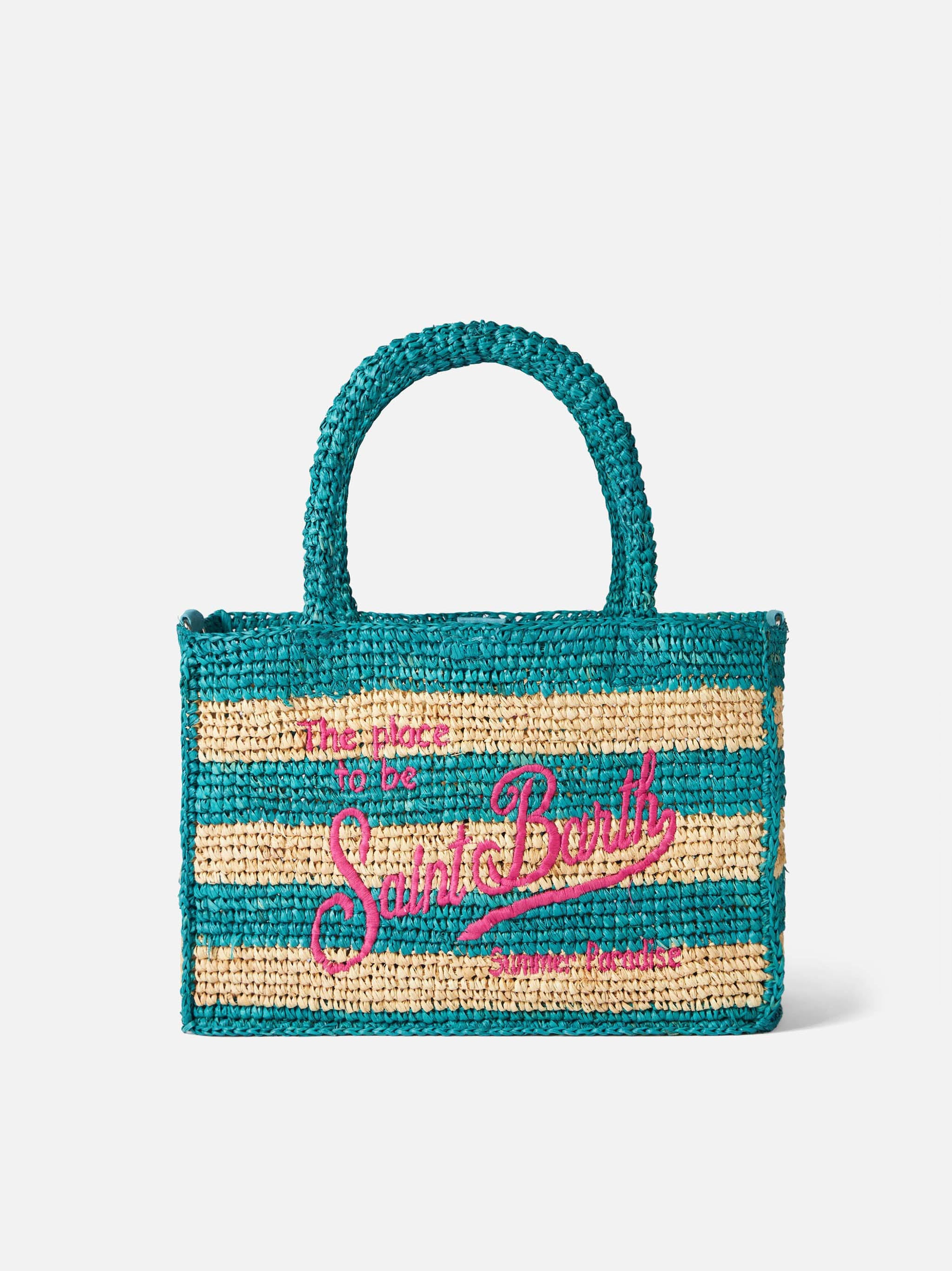 Colette Raffia Handbag With White And Bluette Stripes __single__ Bag