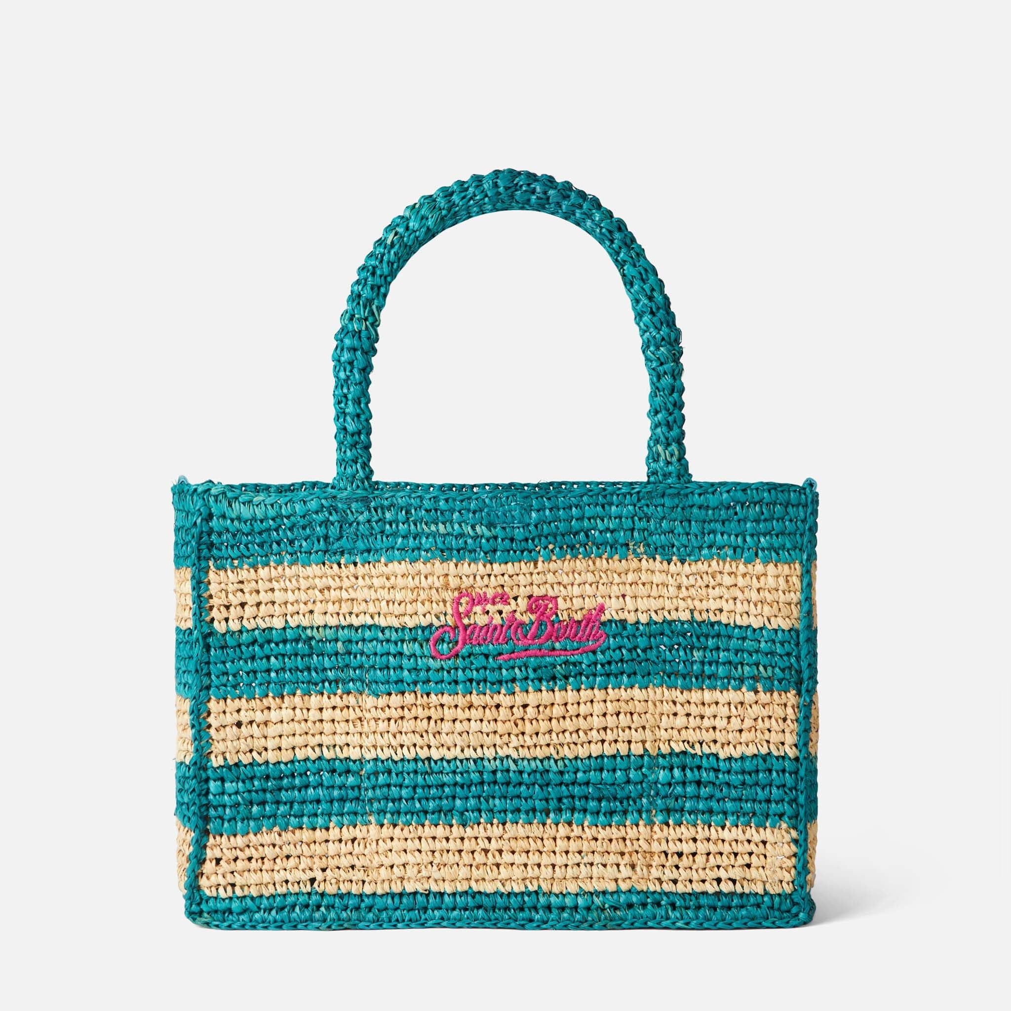 Colette Raffia Handbag With White And Bluette Stripes __single__ Bag