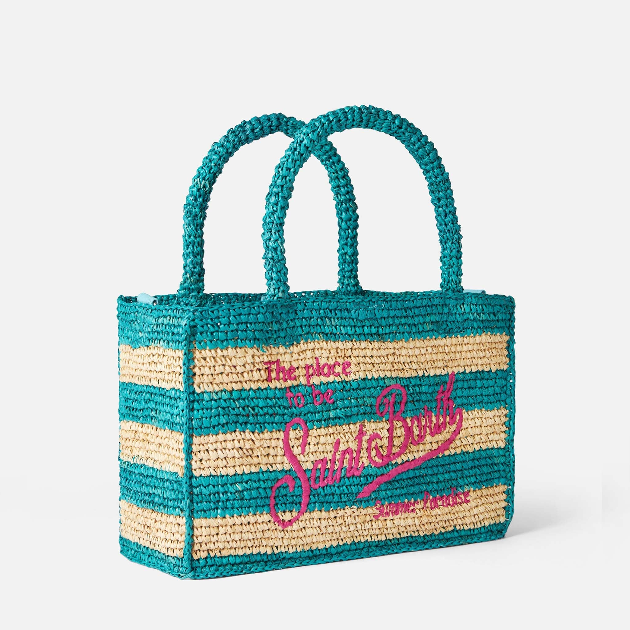 Colette Raffia Handbag With White And Bluette Stripes __single__ Bag