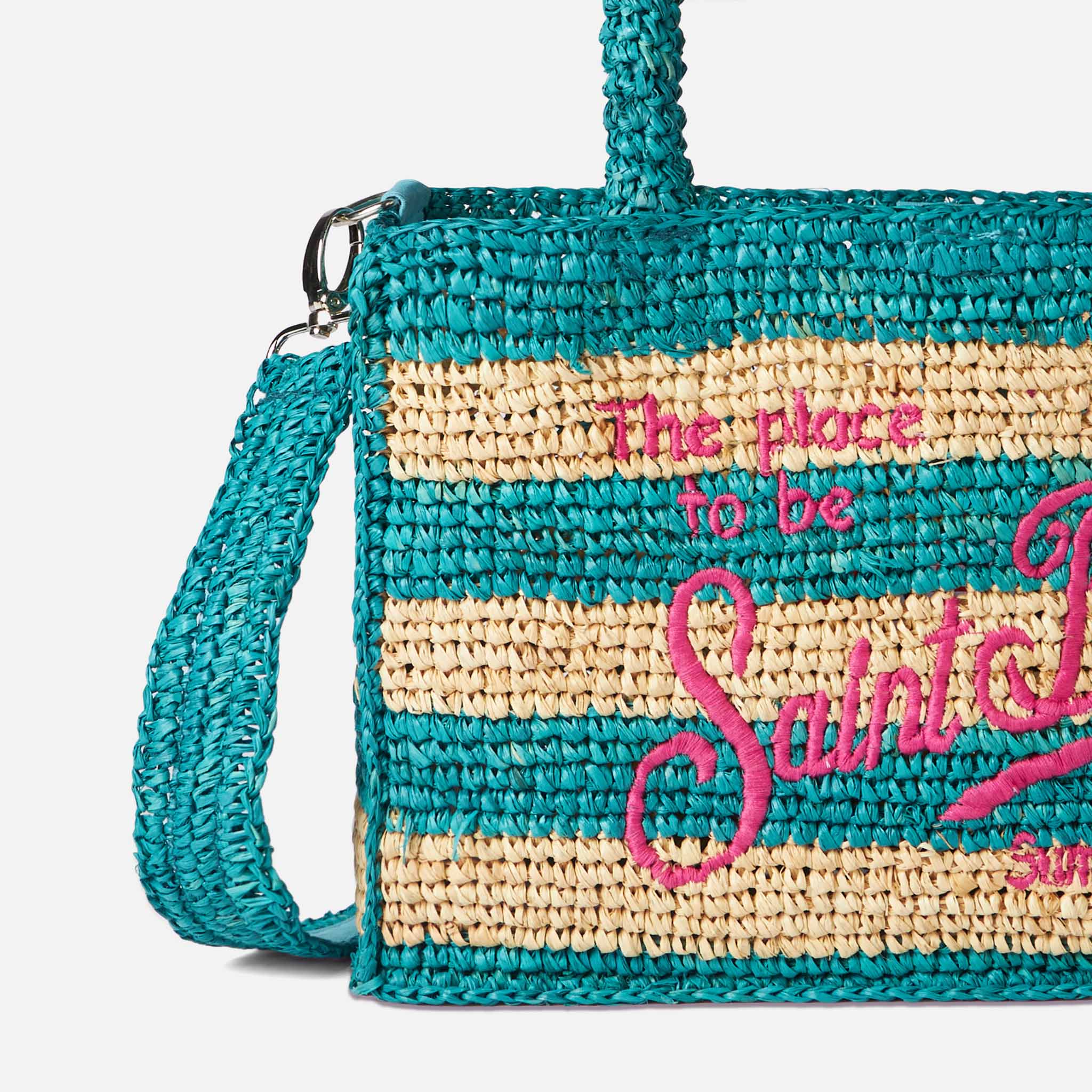 Colette Raffia Handbag With White And Bluette Stripes __single__ Bag