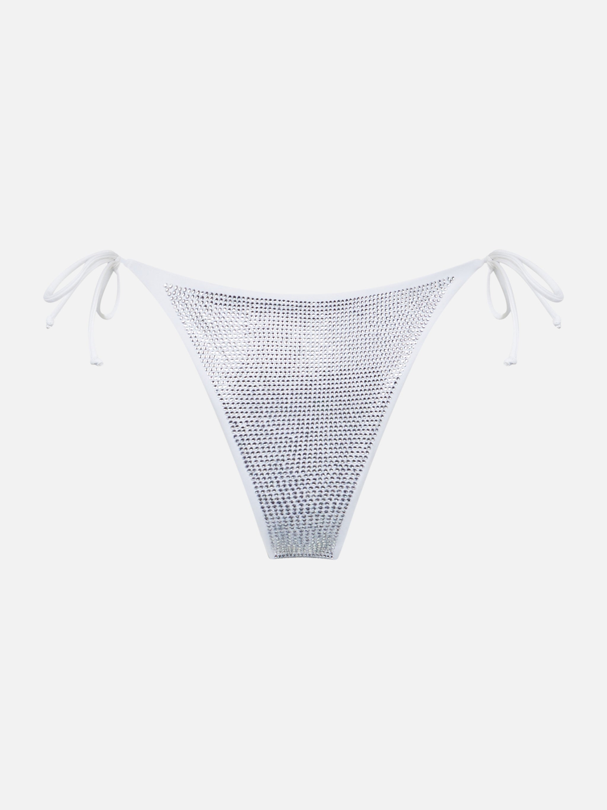 Virgo White Swim Briefs With Silver Rhinestones Bottom