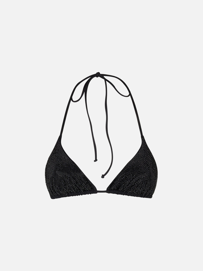 Woman Triangle Top Swimsuit With Black Strass