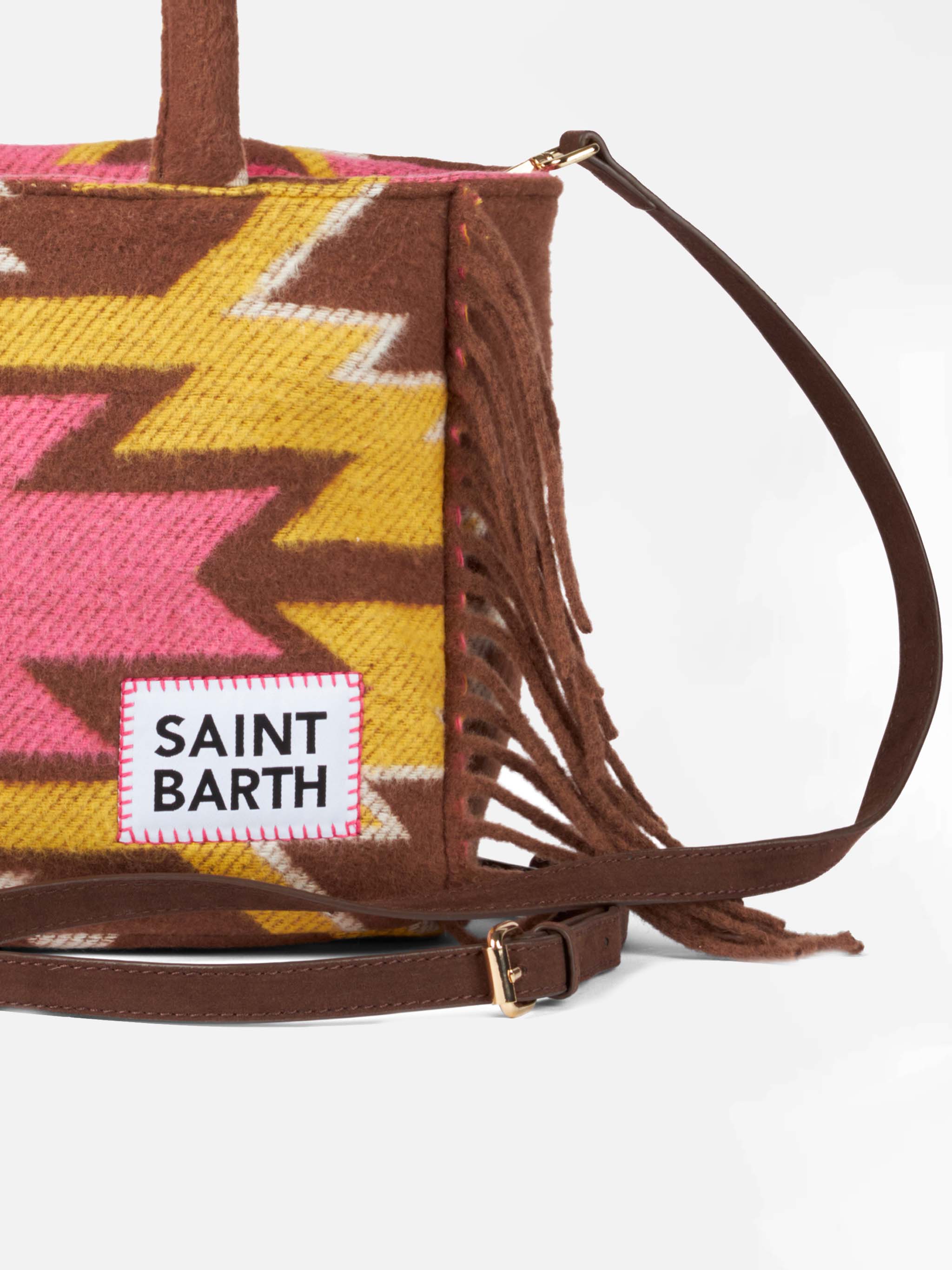 Colette Blanket Handbag With Ethnic Print Brown Bag