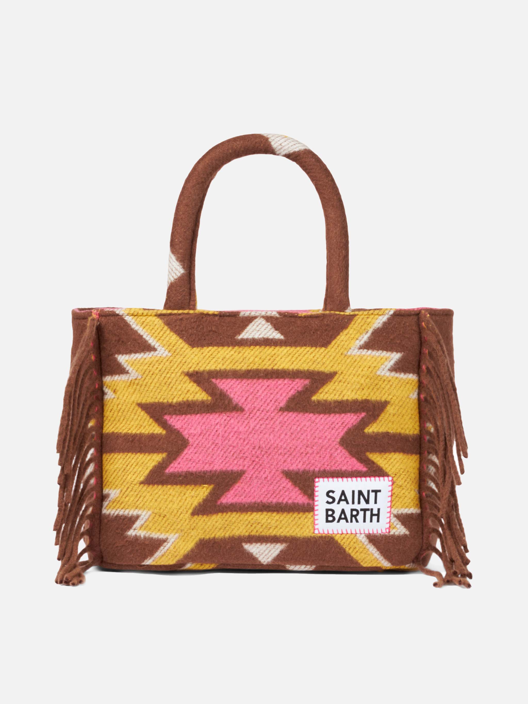 Colette Blanket Handbag With Ethnic Print Brown Bag