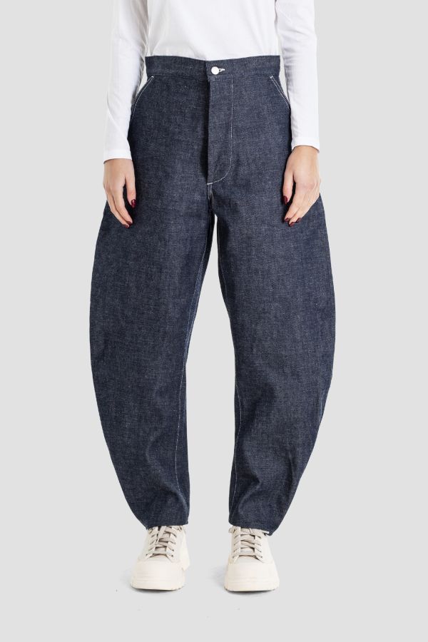 Tuki Raw indigo denim trousers in navy