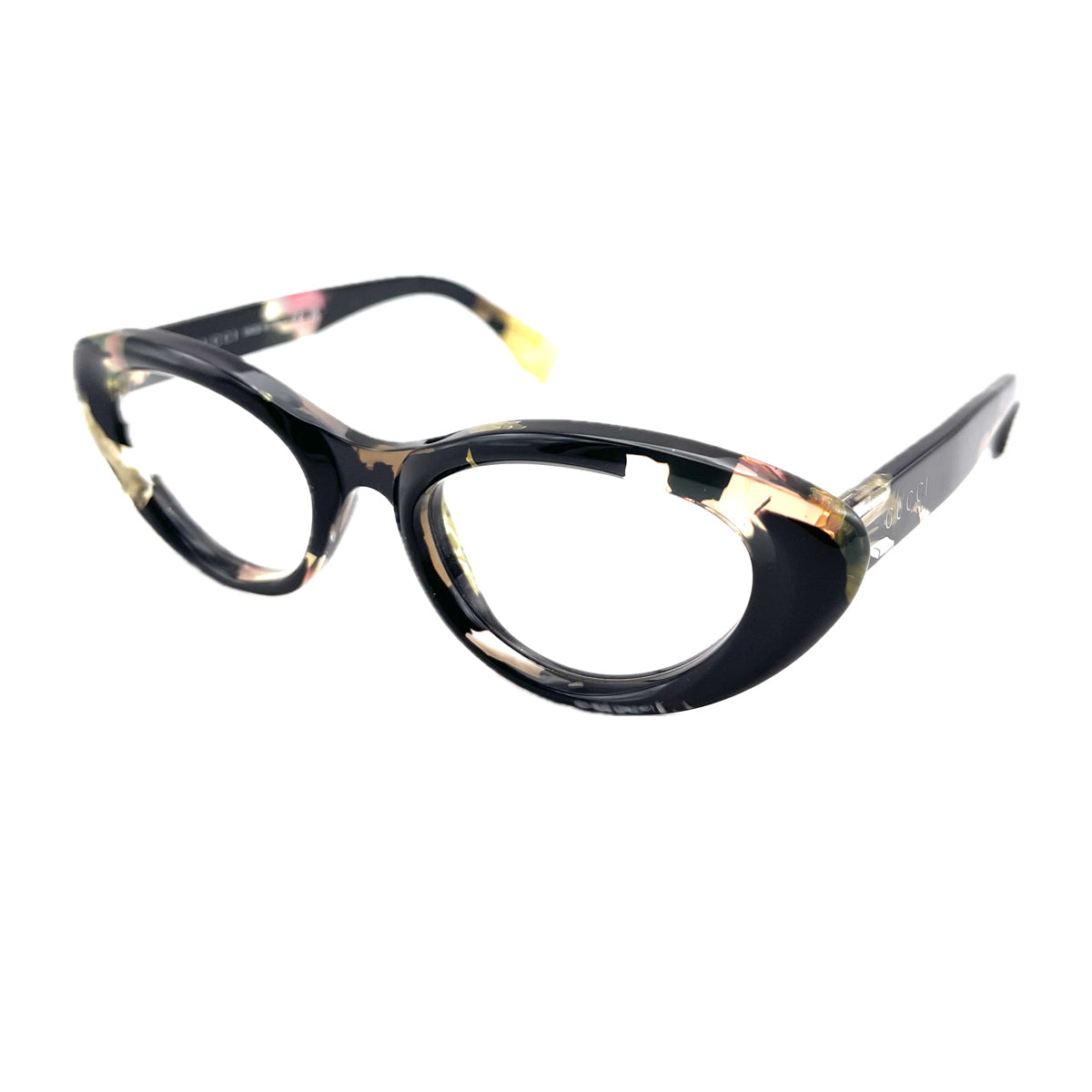 Gucci GG1749O RE-ACE Lettering 001 Black Trasparent Nero Recycled Acetate Occhiali Da Vista