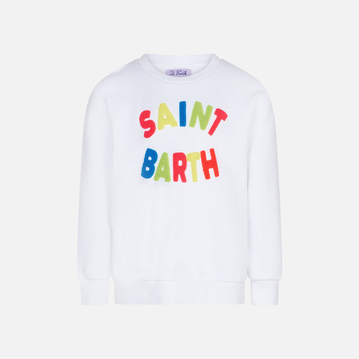 Girl Sweatshirt With Multicolor St. Barth Terry Patch White