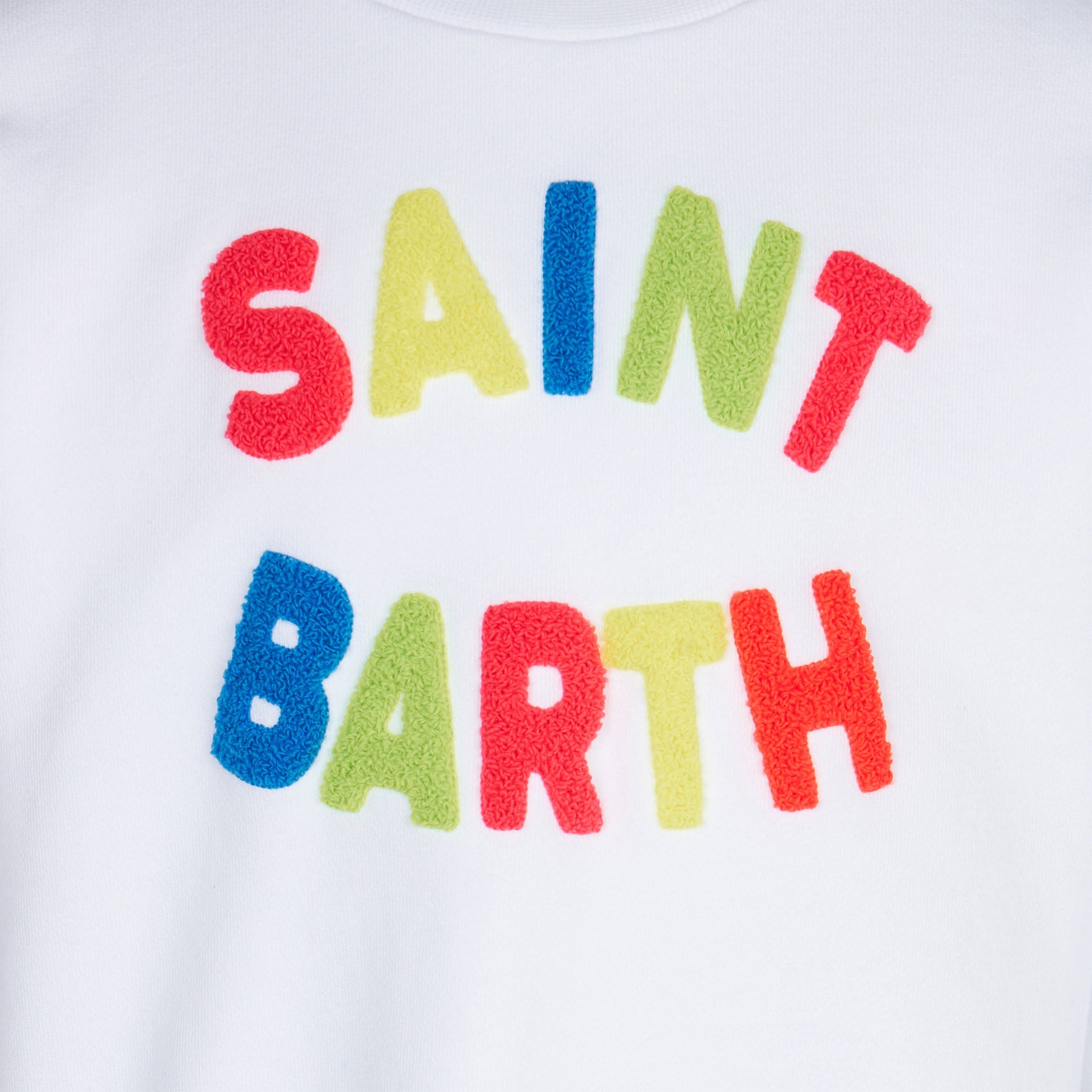 Girl Sweatshirt With Multicolor St. Barth Terry Patch White