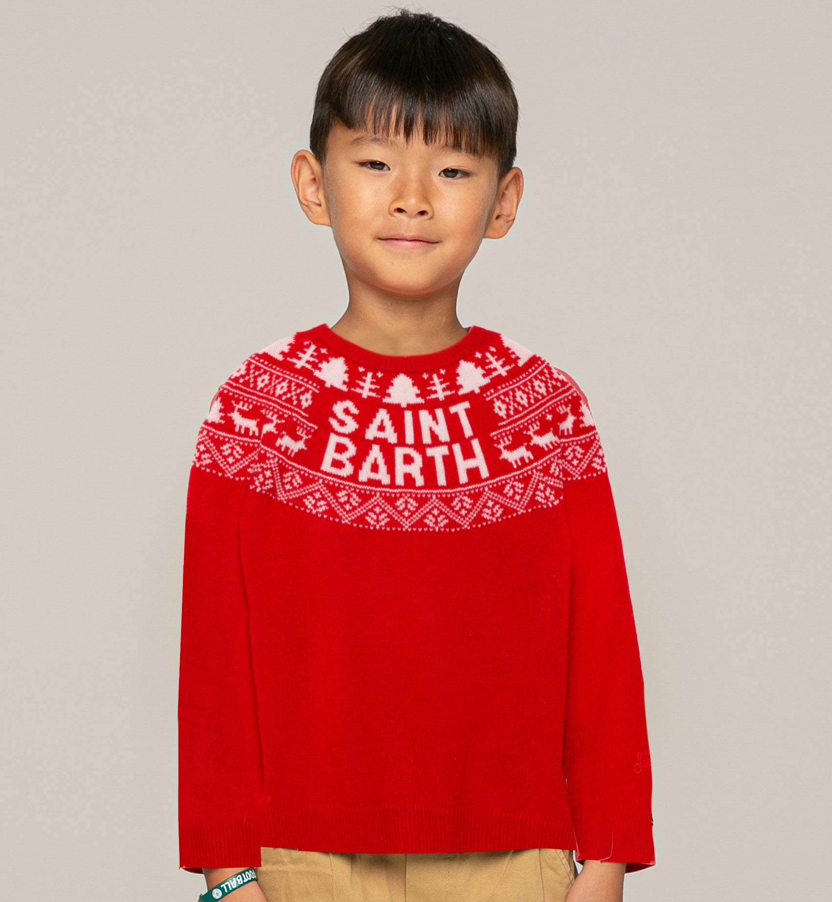 Saint Barth Norwegian Print Boy Sweater Red