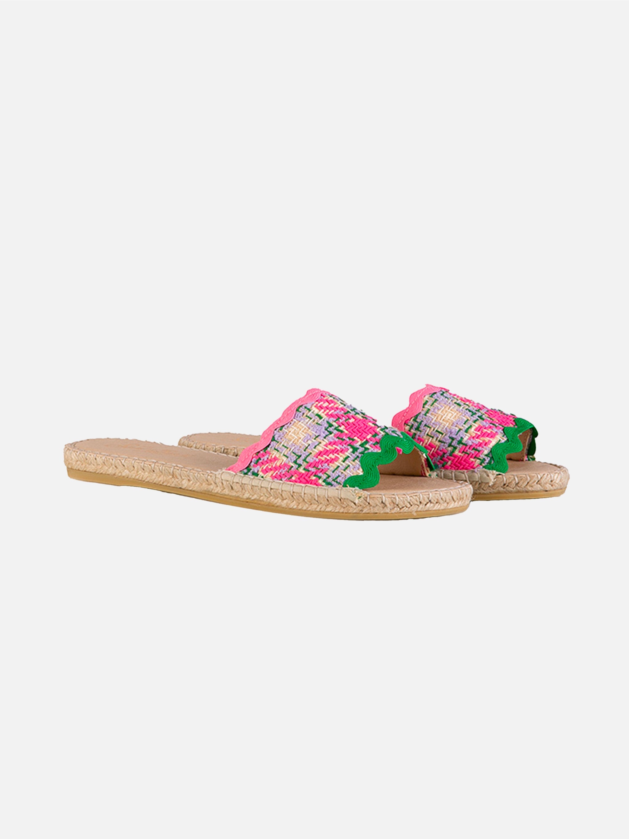 Luz Wave Espadrilla Slides With Tweed Pattern Pink Shoe