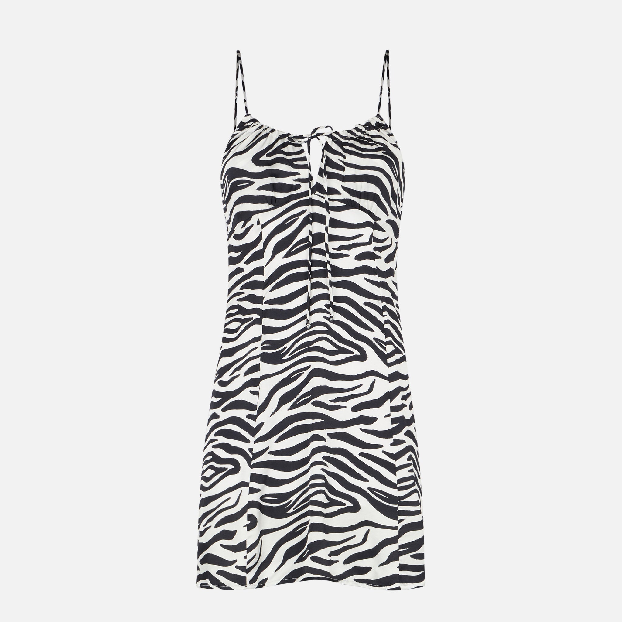 Zebra Print Short Dress White