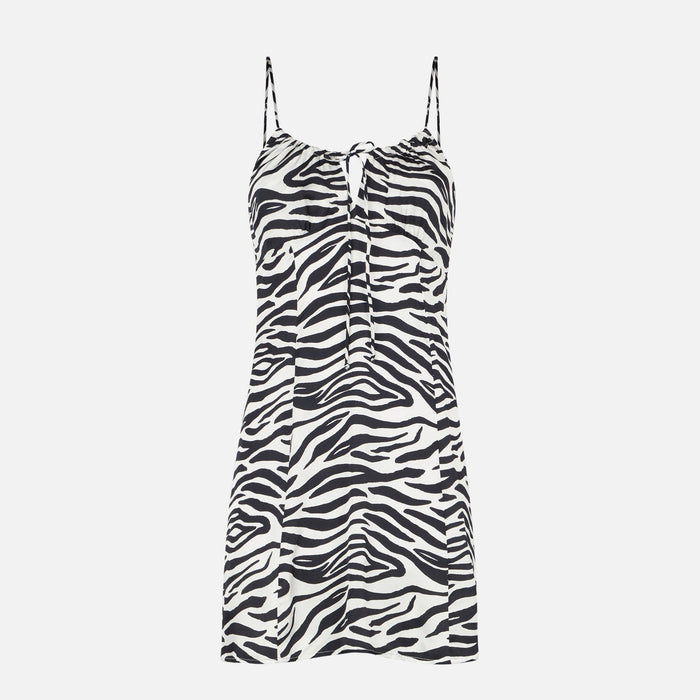 Zebra Print Short Dress White