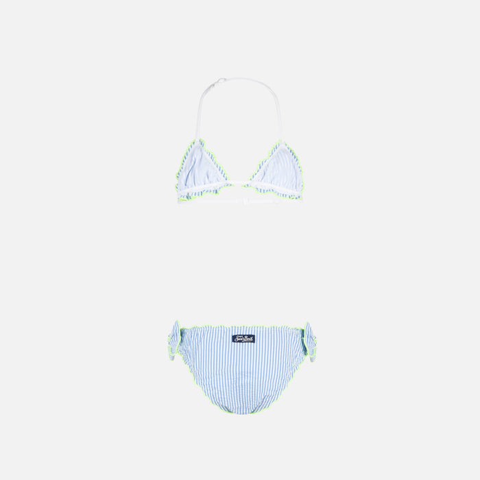 Girl Triangle Seersucker Bikini With Stripes __single__
