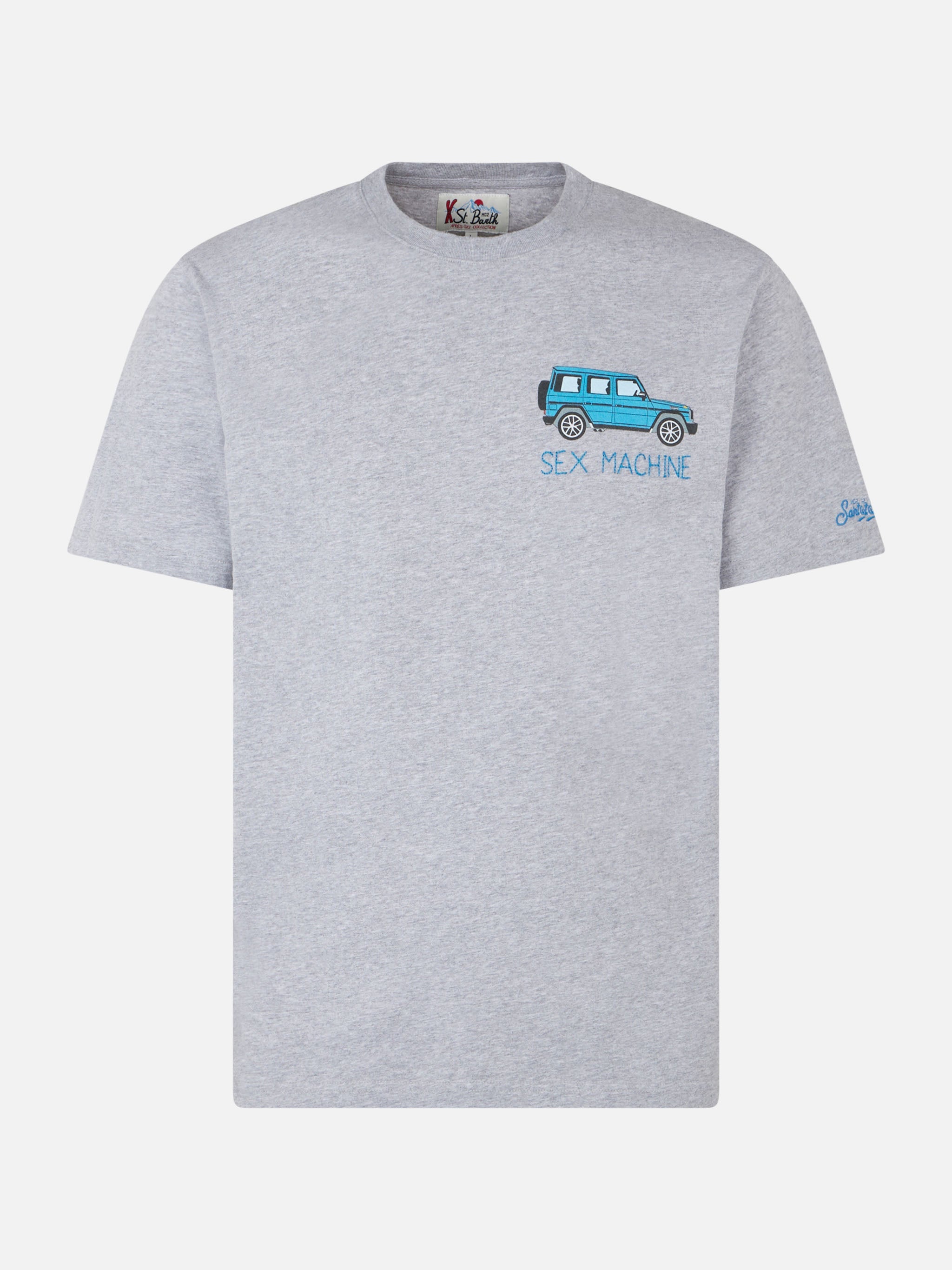 Man Heavy Cotton T-Shirt With Sex Machine Embroidery Grey