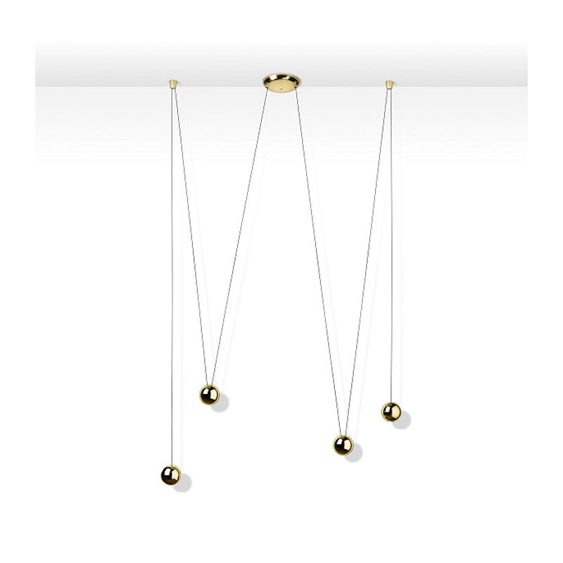 Sfere Double Suspension Lamp Polished Gold Lighting