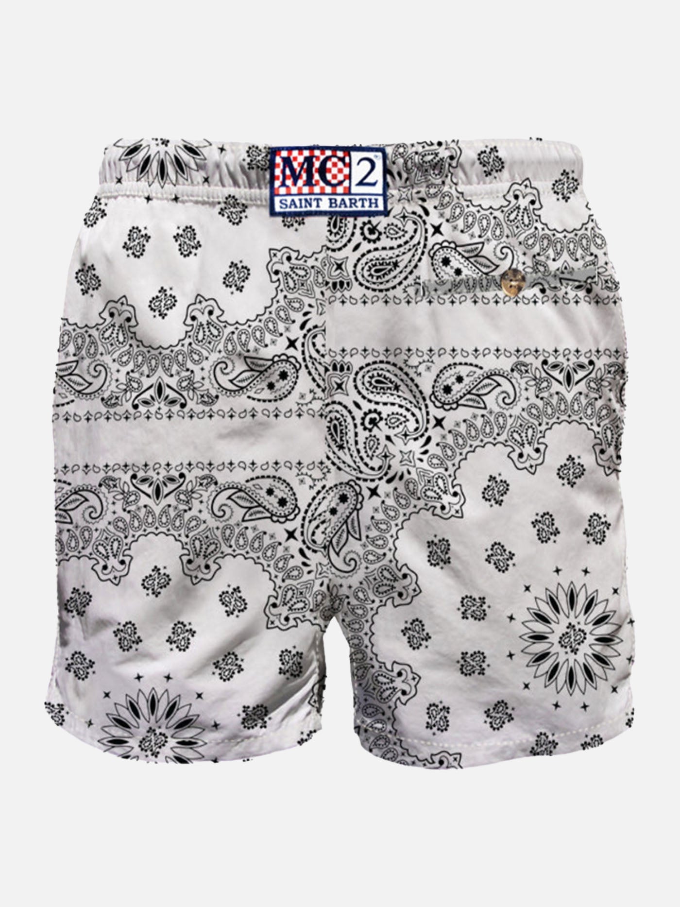 Man Swim Shorts With White Bandanna Print Swimshort
