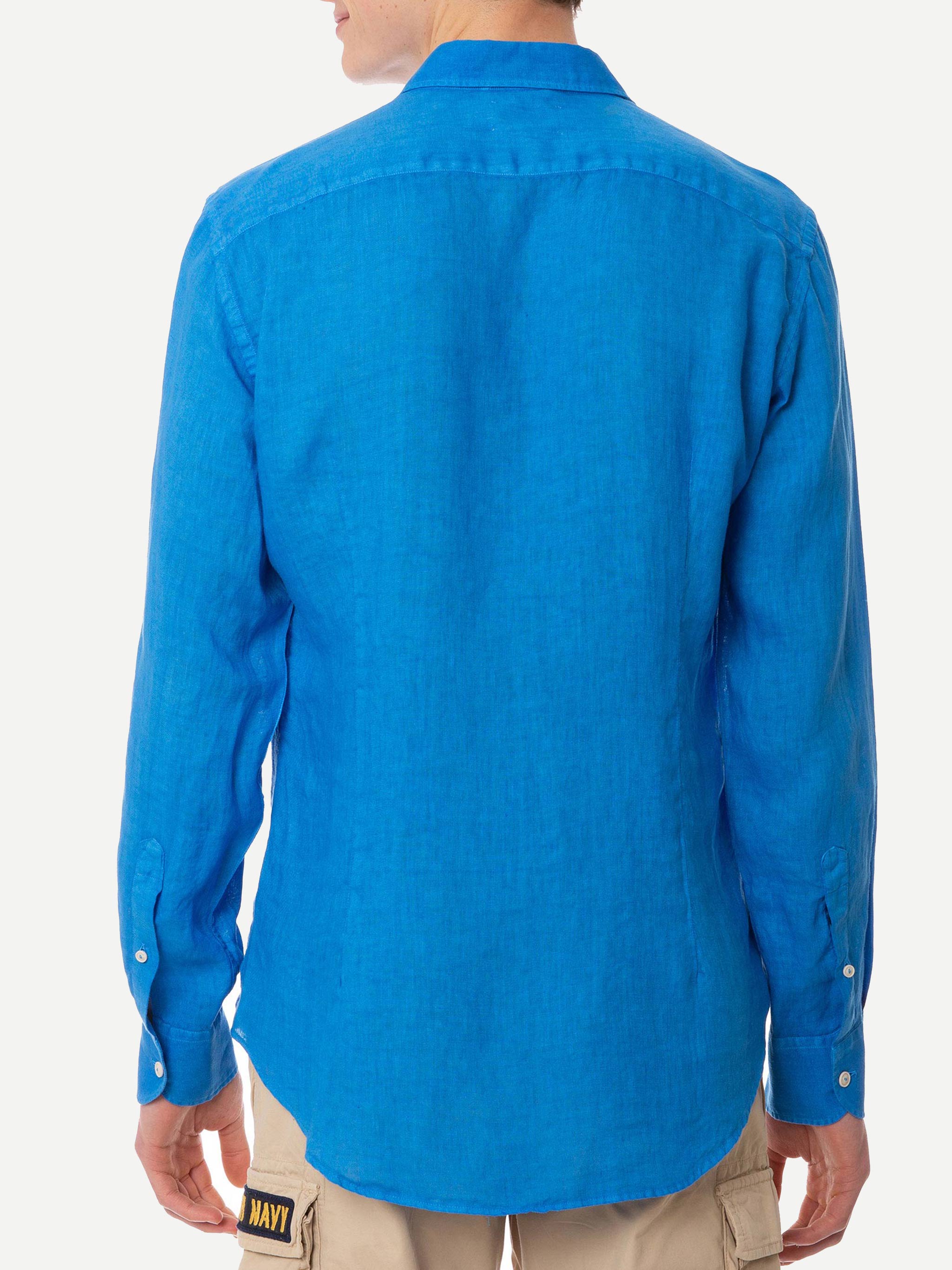 Man Bluette Linen Pamplona Shirt Blue