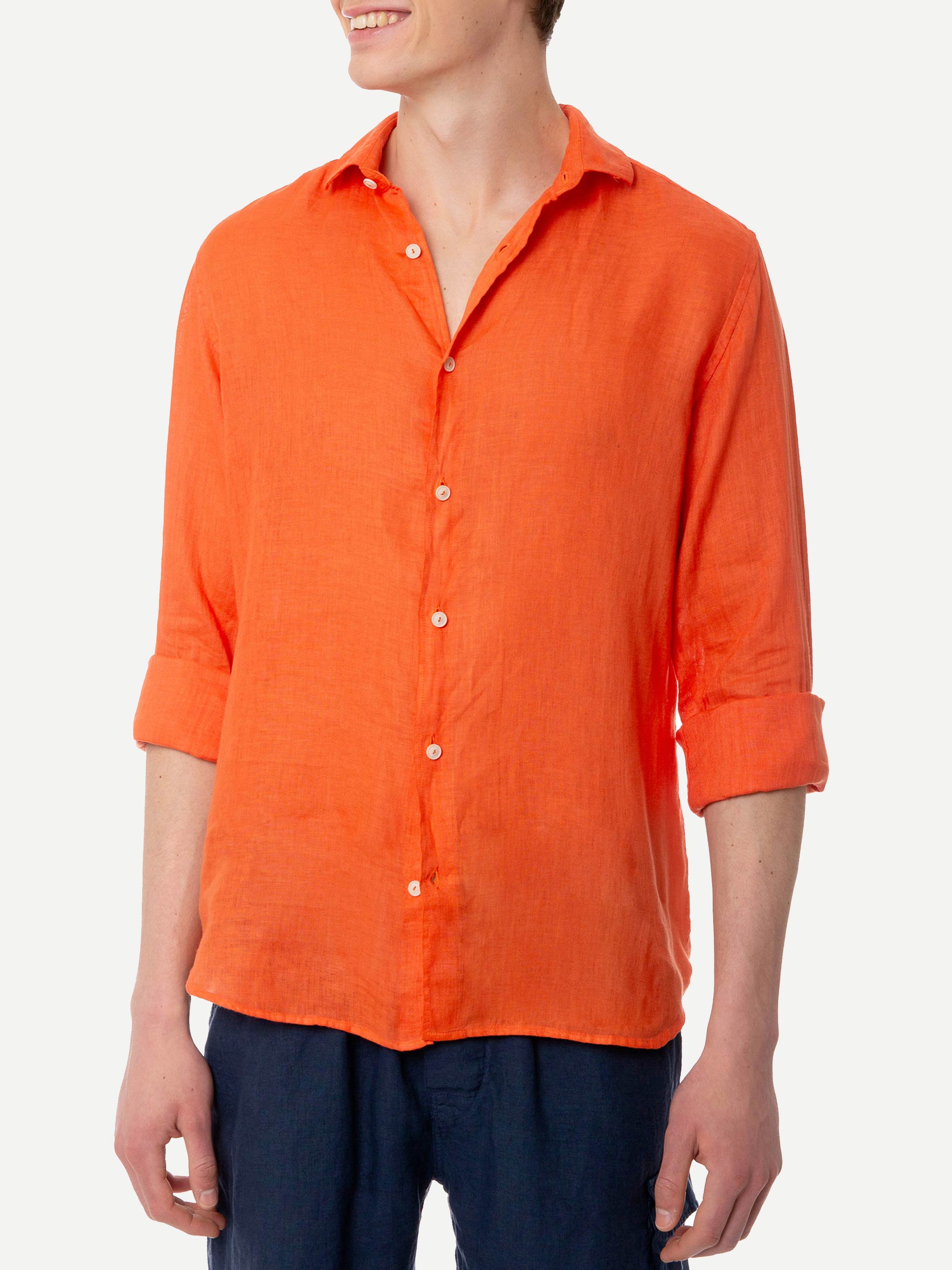 Man Water Orange Linen Pamplona Shirt