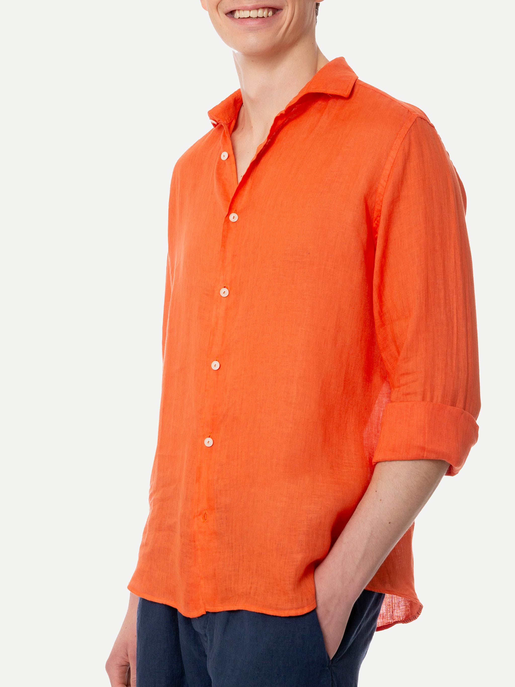 Man Water Orange Linen Pamplona Shirt