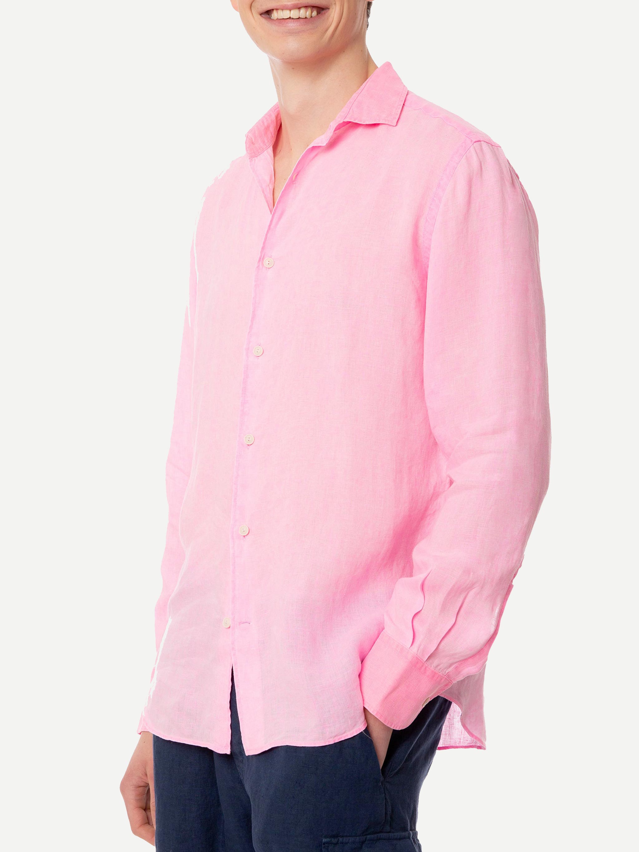 Man Water Fluo Pink Linen Pamplona Shirt
