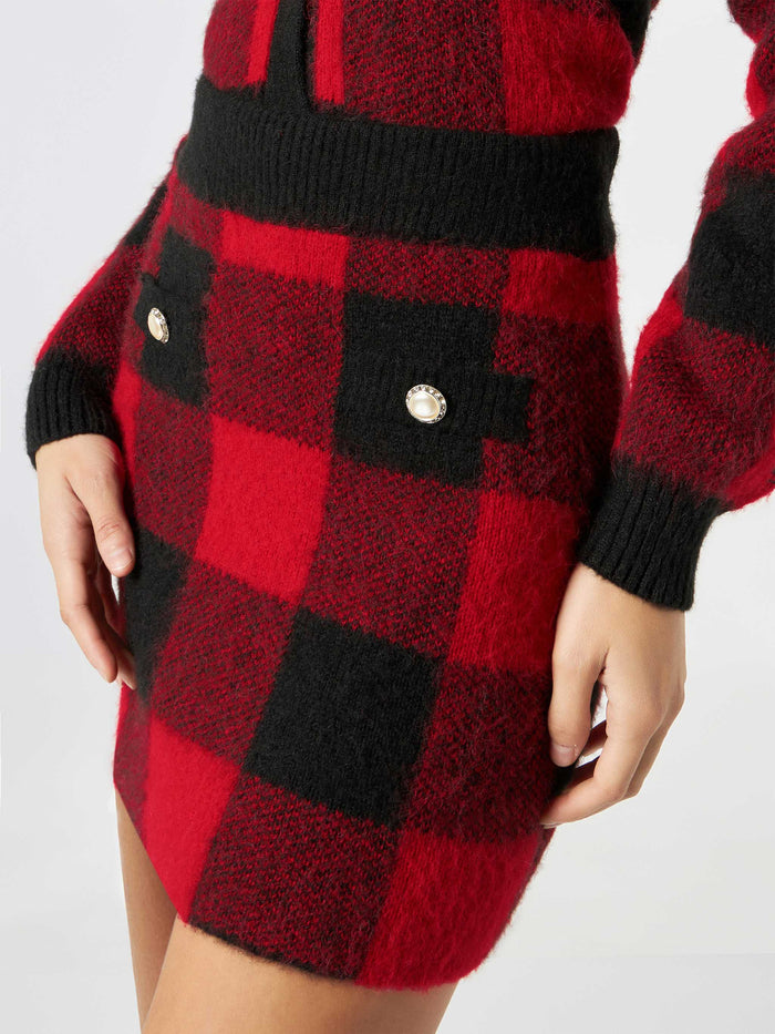 Chatel Red Tartan Knit Skirt
