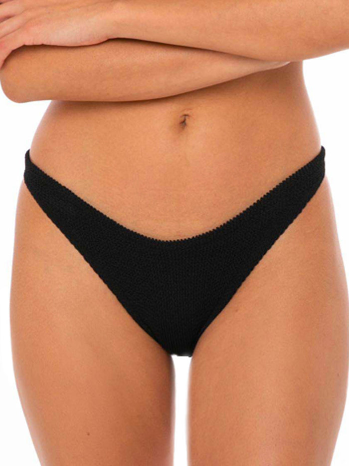 Elise Black Crinkle Swim Briefs Bottom