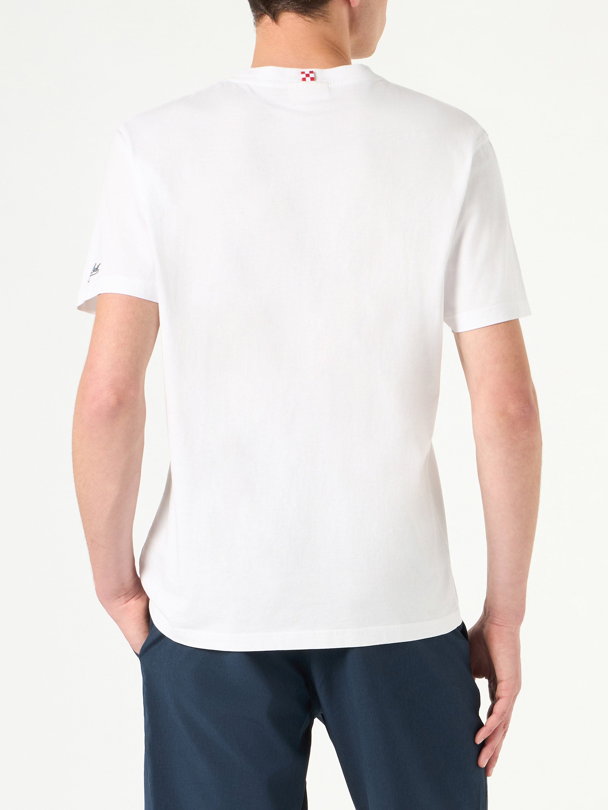 Man Cotton T-Shirt With St. Barth Disco Club And Snoopy Print | - Peanuts™ Special Edition White