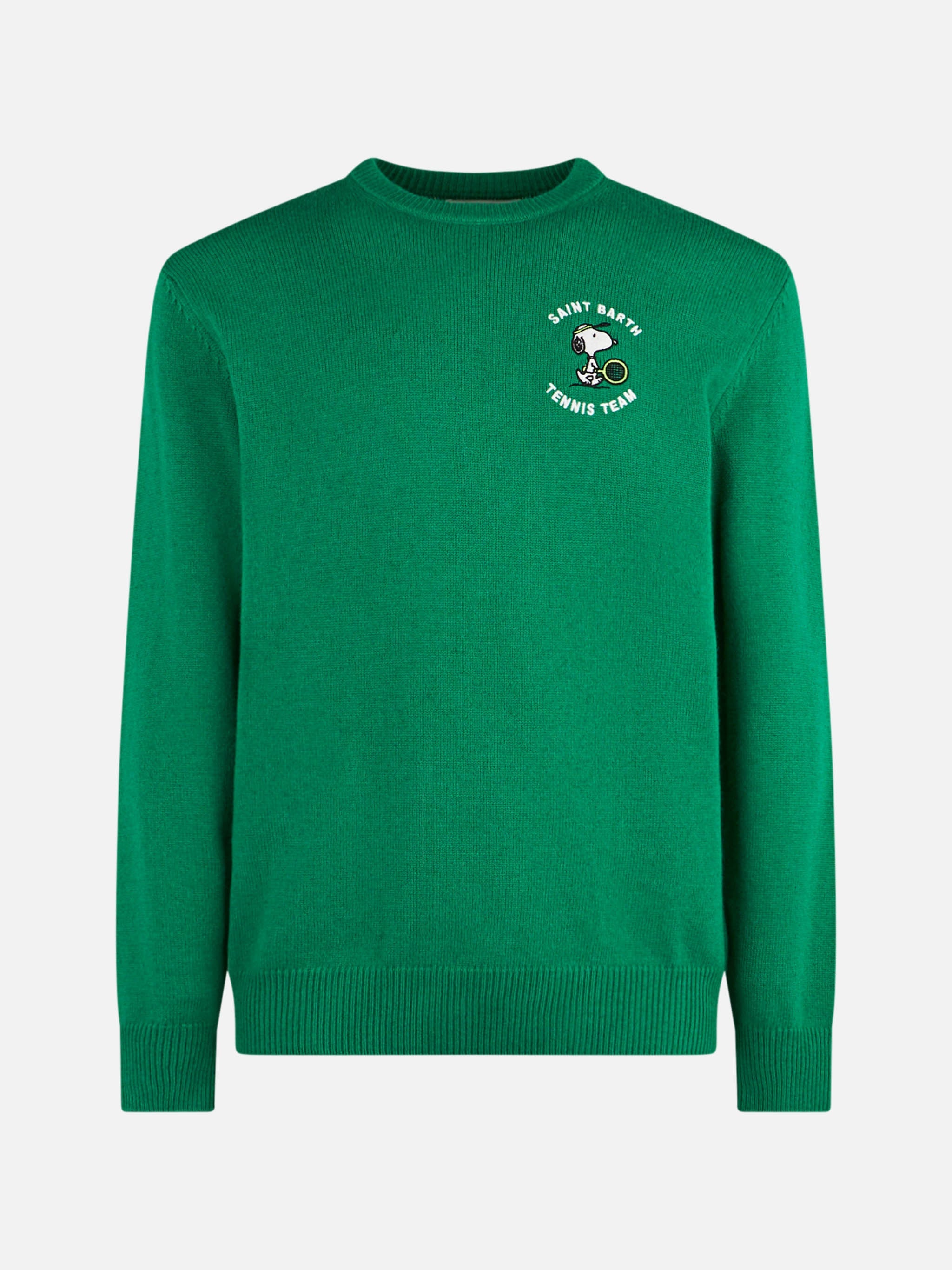 Man Crewneck Sweater With Snoopy Tennis Jacquard | - ©peanuts Special Edition Green
